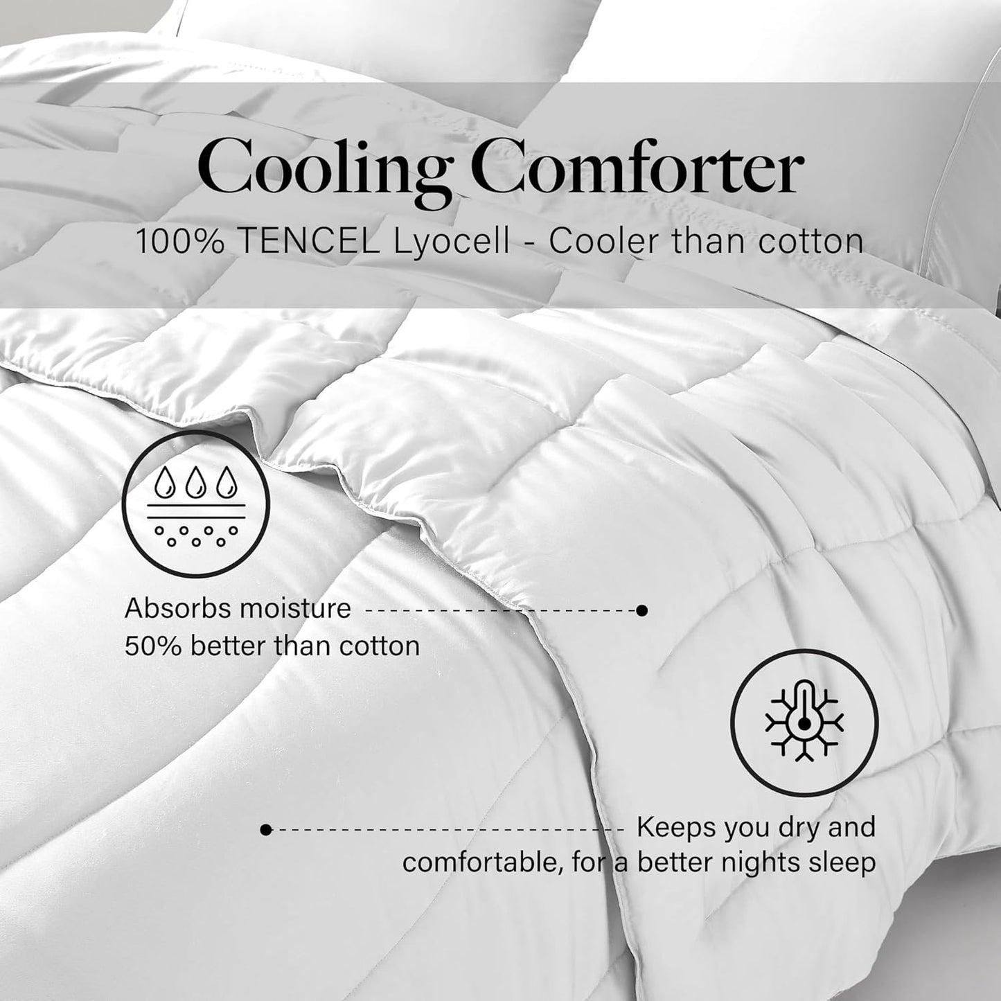 Modern Threads Tencel Lyocell Luxury Ultra Soft Down Alternative Comforter, White, King