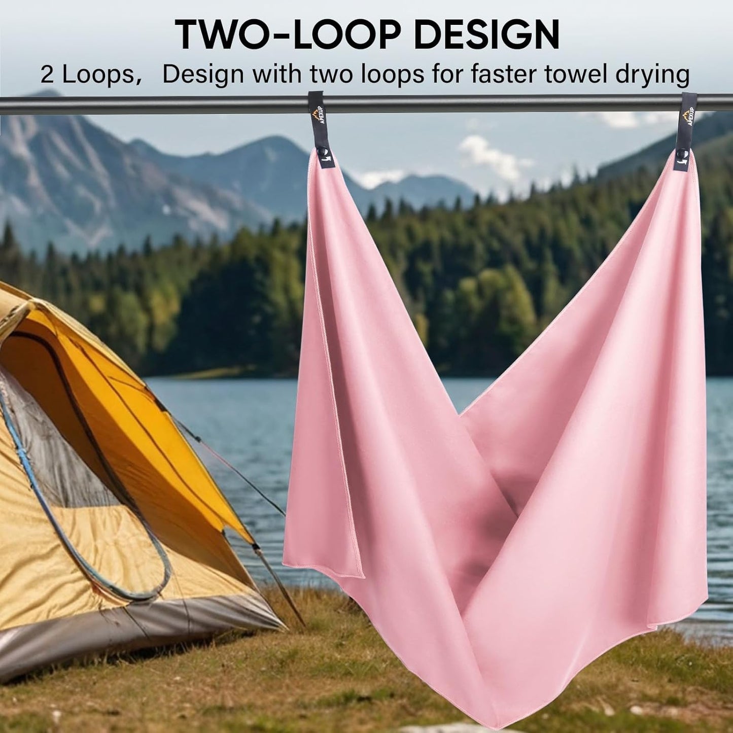 APEXUP Microfiber Travel Towel, Ultra Absorbent Quick Dry Towels, Lightweight Gym Sports Camping Towel for Workout, Yoga, Beach, Shower, Swimming (24"×12", Pale Rose)