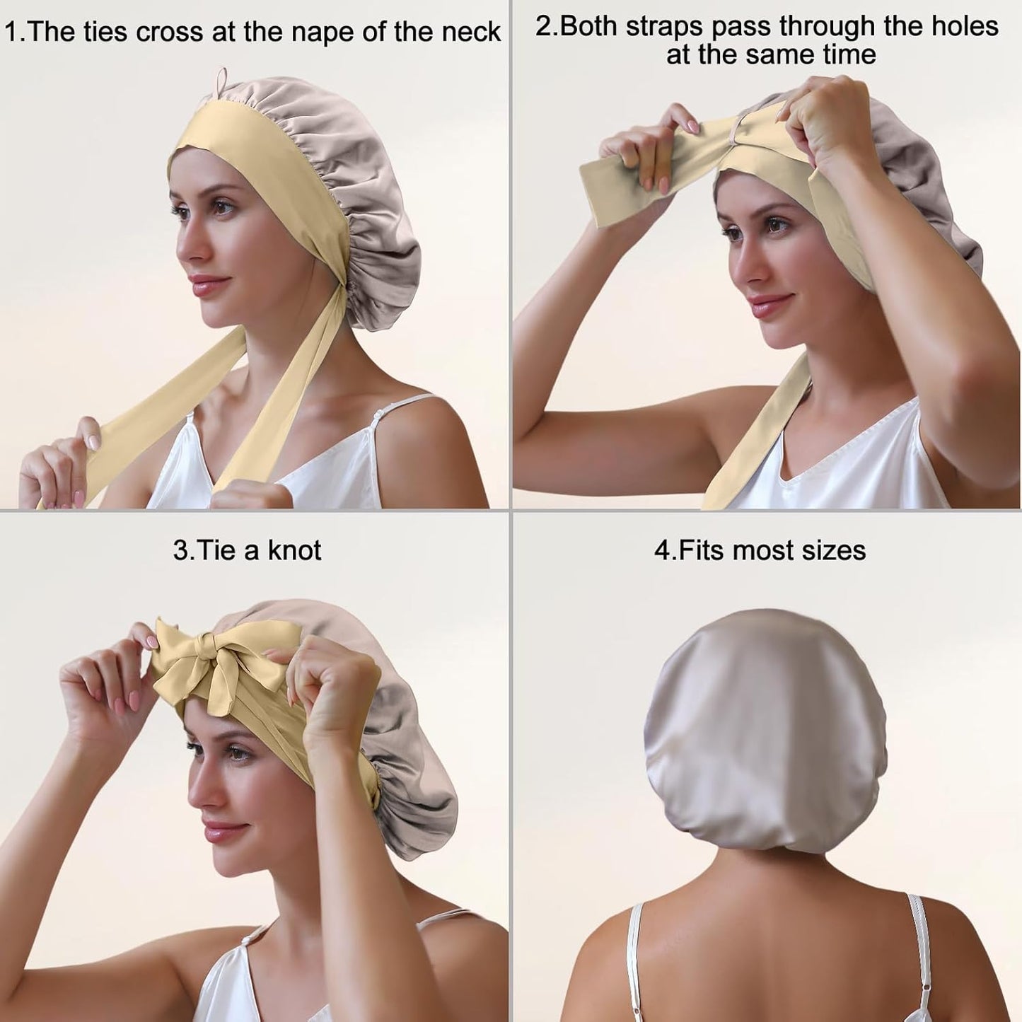 ZIMASILK 100% Mulberry Silk Bonnet for Sleeping Women Double Layer Hair Wrap with Silk Tie Band,1 Pack