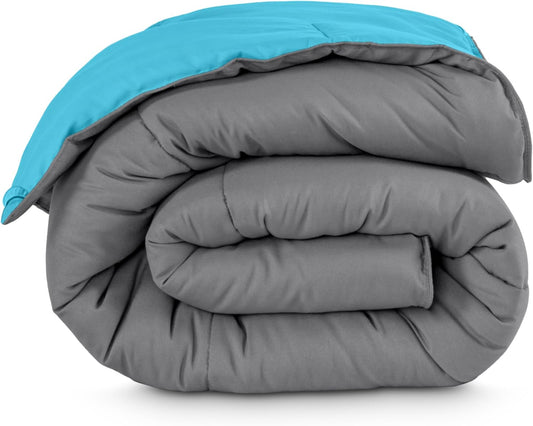 Bare Home Queen Comforter - Reversible Colors - Goose Down Alternative - Ultra-Soft - Premium 1800 Series - All Season Warmth - Bedding Comforter (Queen, Grey/Aqua)