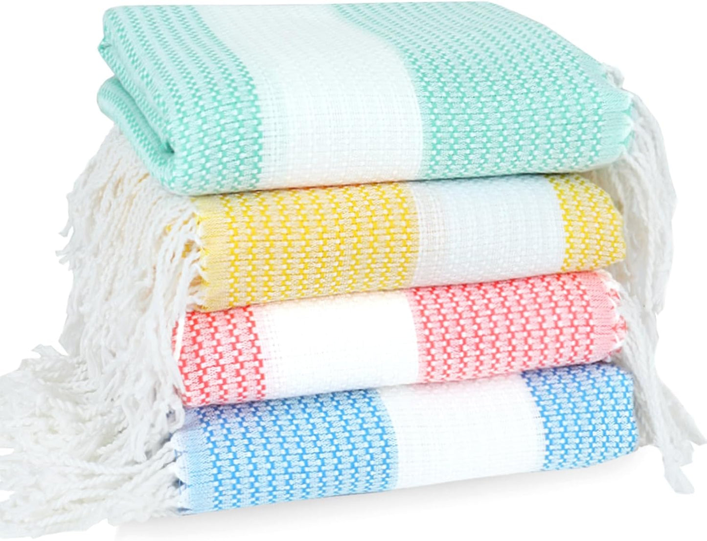 4 Pack Cotton Turkish Beach Towel Lightweight Thin Travel Vacation Essentials Oversized XL Towels Set for Pool Swim Bath Camping Cruise Accessories Absorbent Quick Dry Sand Free Bulk clearance Blanket