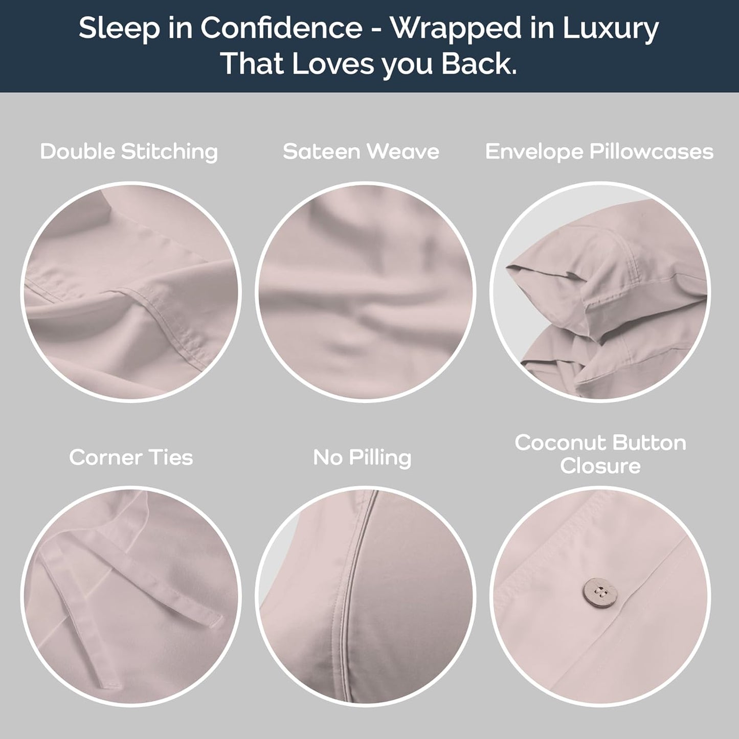 Olive + Crate Tencel Eucalyptus Cooling Duvet Cover Set - Hypoallergenic, Lyocell Tencel Duvet Cover - Soft, Temperature Regulating with Hidden Button Closure & Corner Ties - Queen Size [Barely Pink]
