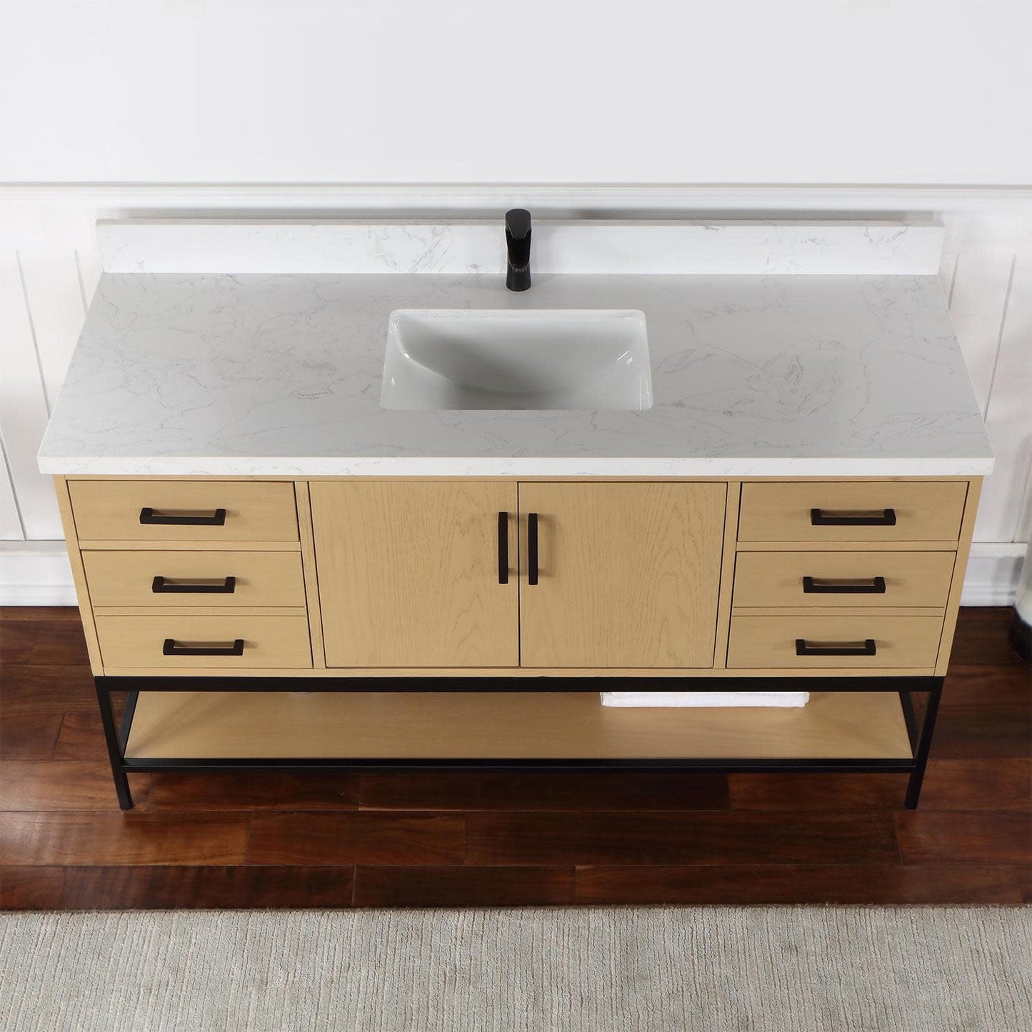 Wildy 60" Single Bathroom Vanity Set in Black Oak Without Mirror