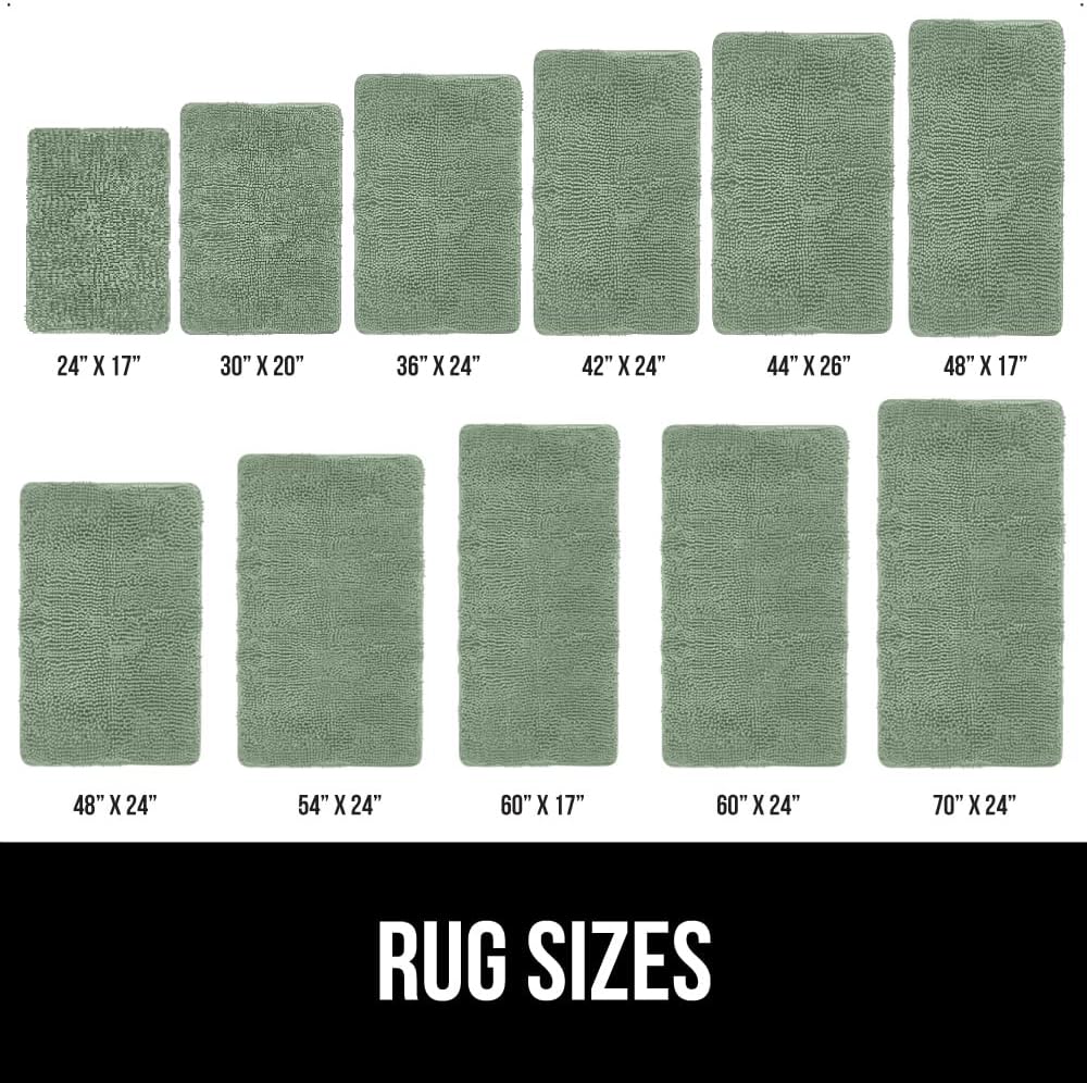 GORILLA GRIP Bath Rug Mat, Soft Absorbent Chenille, Quick Dry Microfiber Mats, Rubber Backing Washable Shower Floor Rugs, Bathmat Runner, US Designed Bathroom Home Decor Accessories 24x17 Sage Green