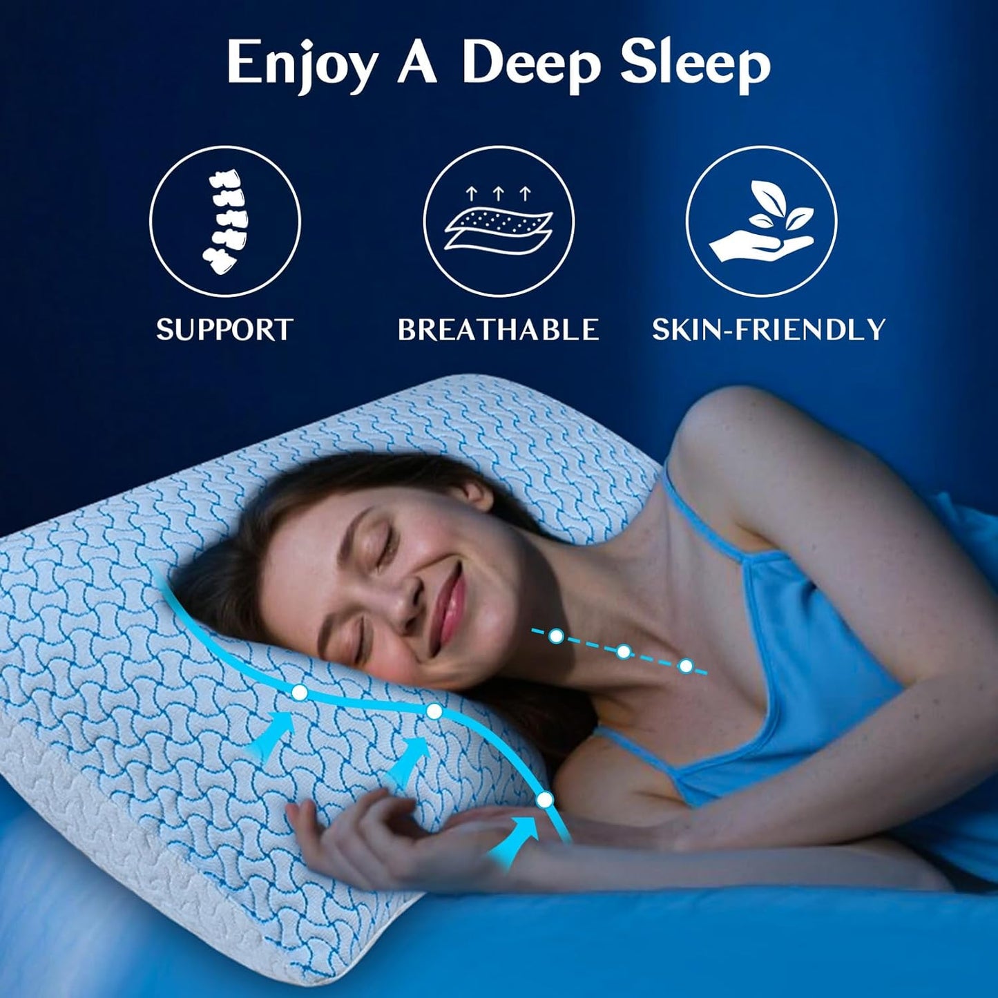 SUPA MODERN Shredded Memory Foam Pillows for Sleeping Queen Size Set of 4 Pack,Adjustable Cooling Bed Pillow for Side Back and Stomach Sleepers with Breathable Washable Cover