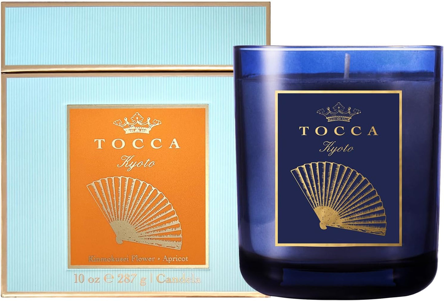 TOCCA Kyoto 10oz Candle - Kinmokusei Flower & Apricot Scented, Hand Poured Soy-Wax Blend with 100% Cotton Wick, 60 Hour Burn Time