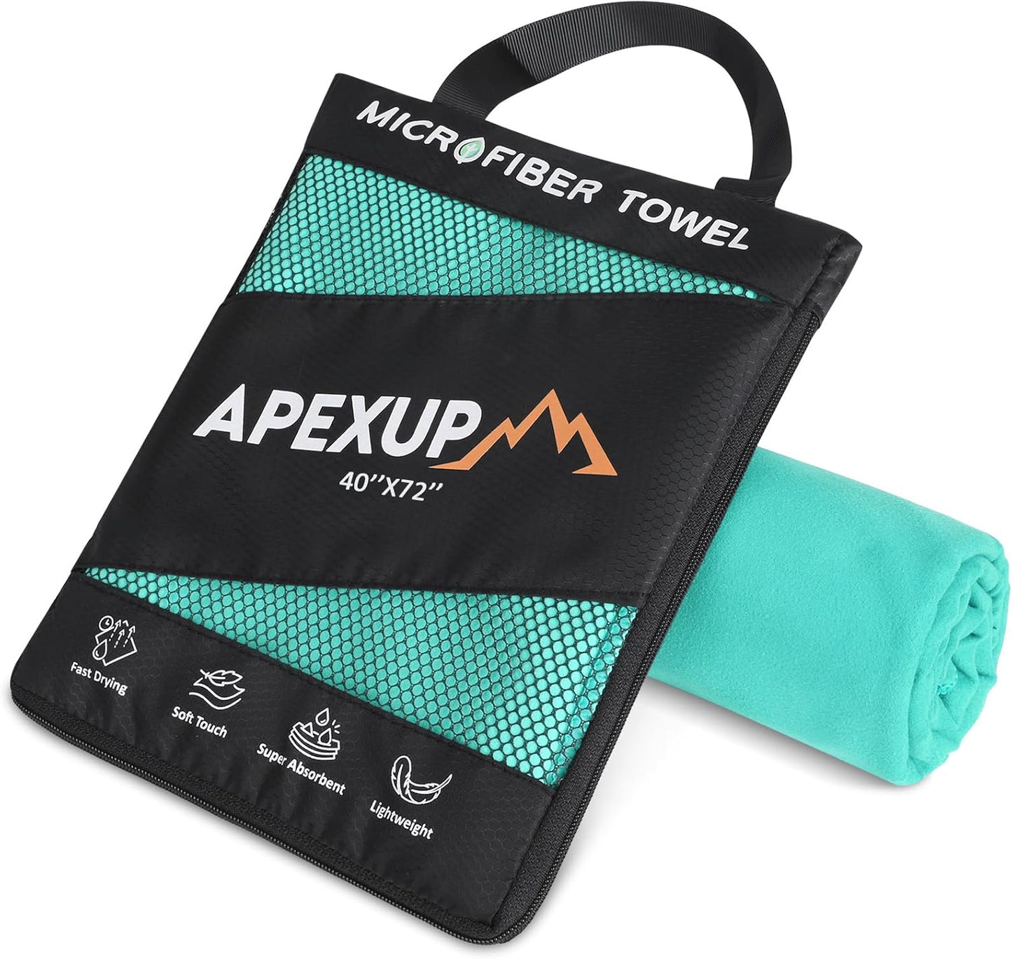 APEXUP Microfiber Travel Towel, Ultra Absorbent Quick Dry Towels, Lightweight Gym Sports Camping Towel for Workout, Yoga, Beach, Shower, Swimming (72"×40", Mint Color)