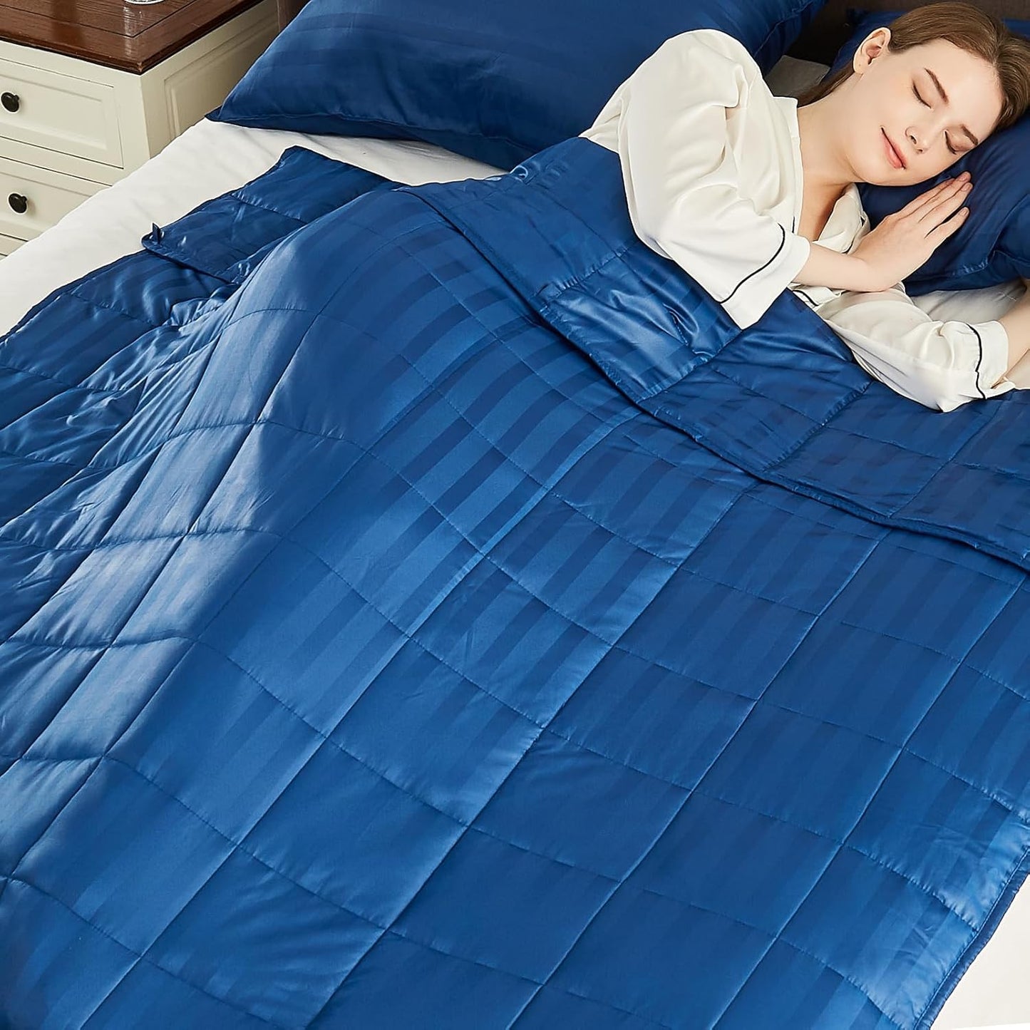 Weighted Blanket Twin Size (48"x72" 10lbs),Ultra Soft and Cozy Cooling Weighted Blanket for Adult,Heavy Blanket with Machine Washable Soft Blanket, Navy Blue