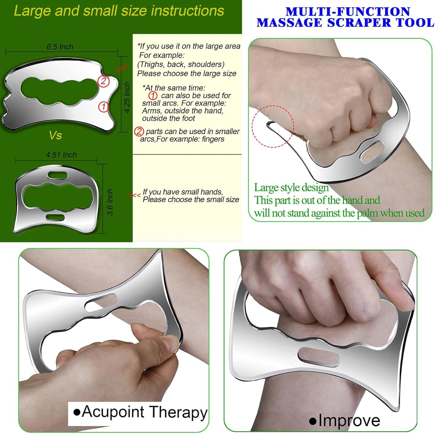 BYYDDIY 7 in 1 Stainless Steel Gua Sha Muscle Scraper Tools Kit (N-7PCS)
