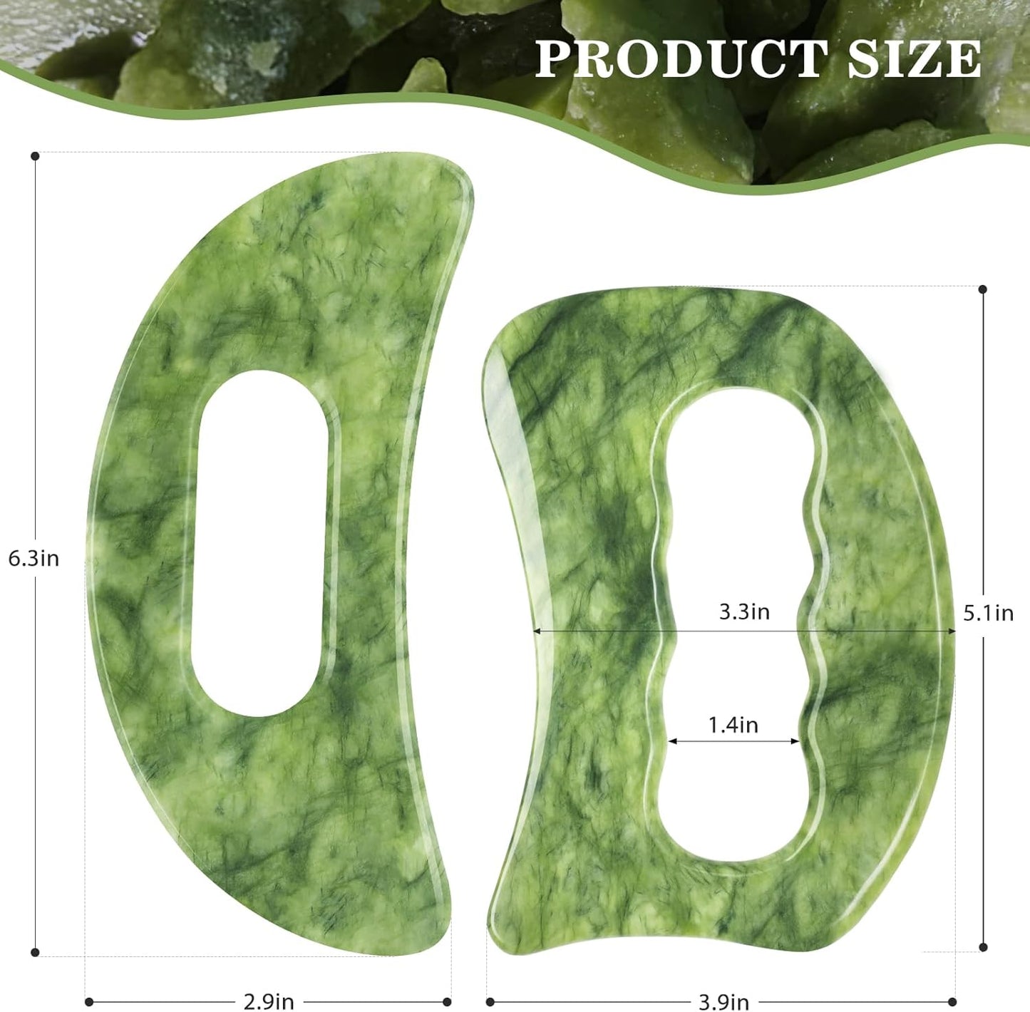 Jade Stone Large gua sha Massage Tool, Gua Sha Body Tool with Hand Grip, Muscle Scraper Tools Set,Scraping Massage Tools for Physical Therapy,Derma Edge & GuaSha Massage Scraper Tool