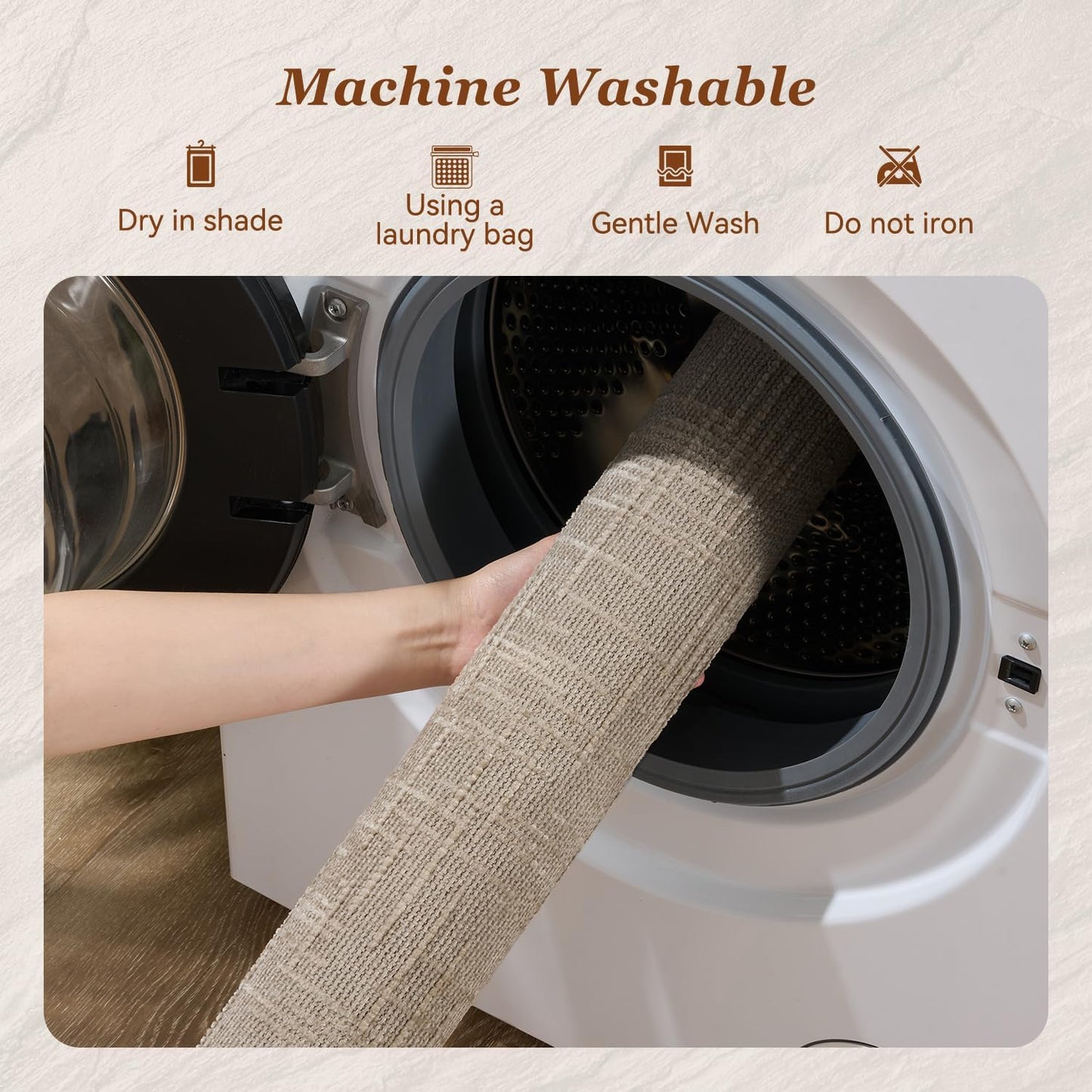 AMOAMI Bath Mat Non Slip Super Absorbent Quick Dry Bath Mats for Bathroom Floor Rubber Backing Washable Bathroom Rugs Modern Woven Jacquard Mat, Beside Tub Bath Rugs, 2' x 6', Brown