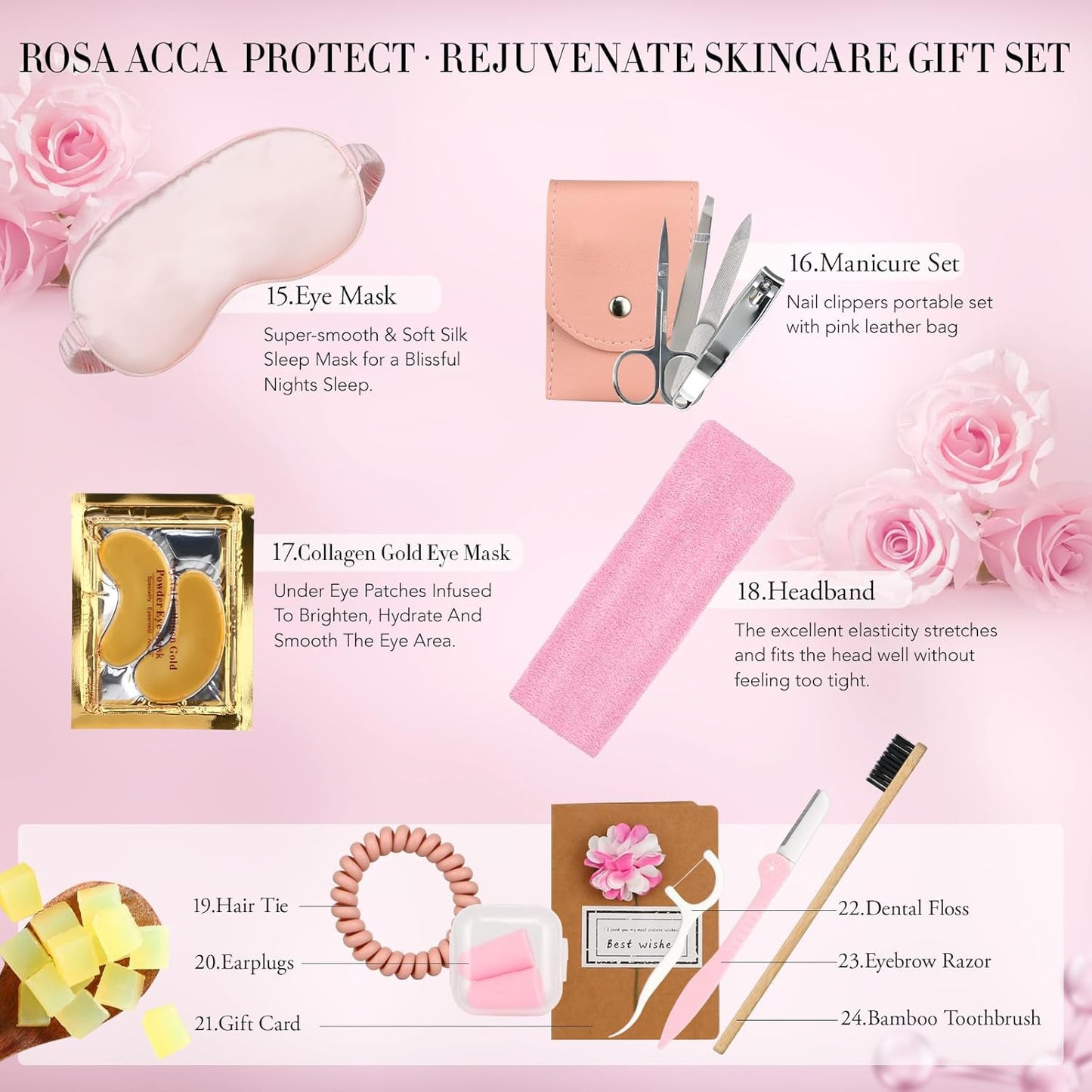 Christmas Gifts for Women, Spa Gifts 28pcs Rose Facial Skin Care Set for Women, Face Cream, Bath Oil, Serum, Shower Accessories - Bath and Body & Facial Kit - Birthday, Valentine's, Bridal Shower