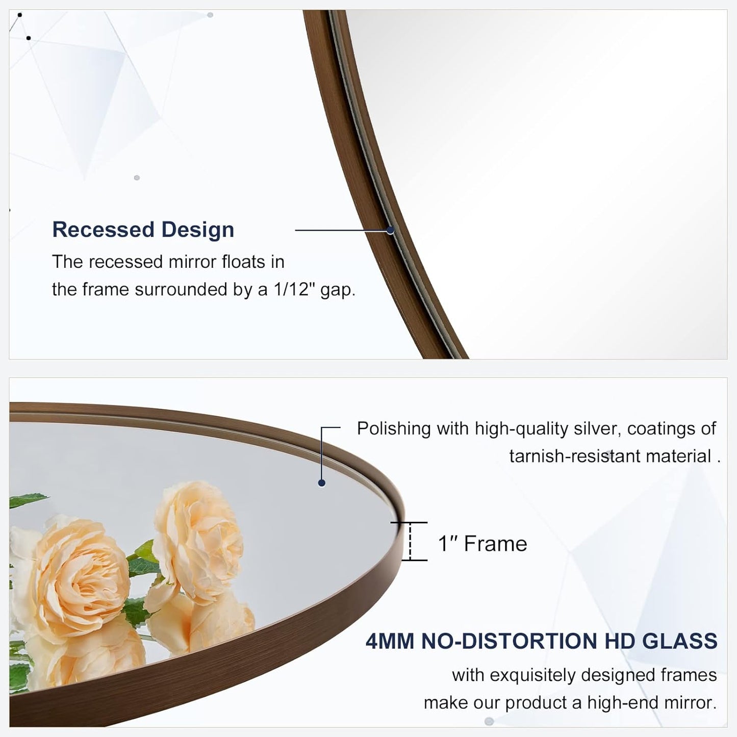 ANDY STAR Bronze Round Mirror 36 inch, Oil Rubbed Bronze Round Mirror in Metal Frame, Anti-Rust Large Bronze Vanity Mirror, HD Reflection, Wall-Mounted