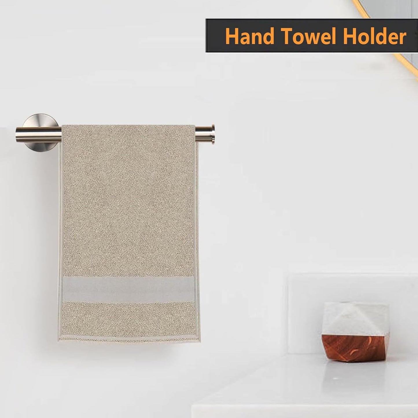 Hand Towel Holder - 9" Modern Design Towel Ring, Thicken SUS 304 Stainless Steel Towel Holder for Bathroom Wall, Contemporary Hand Towel Rack - Brushed Nickel