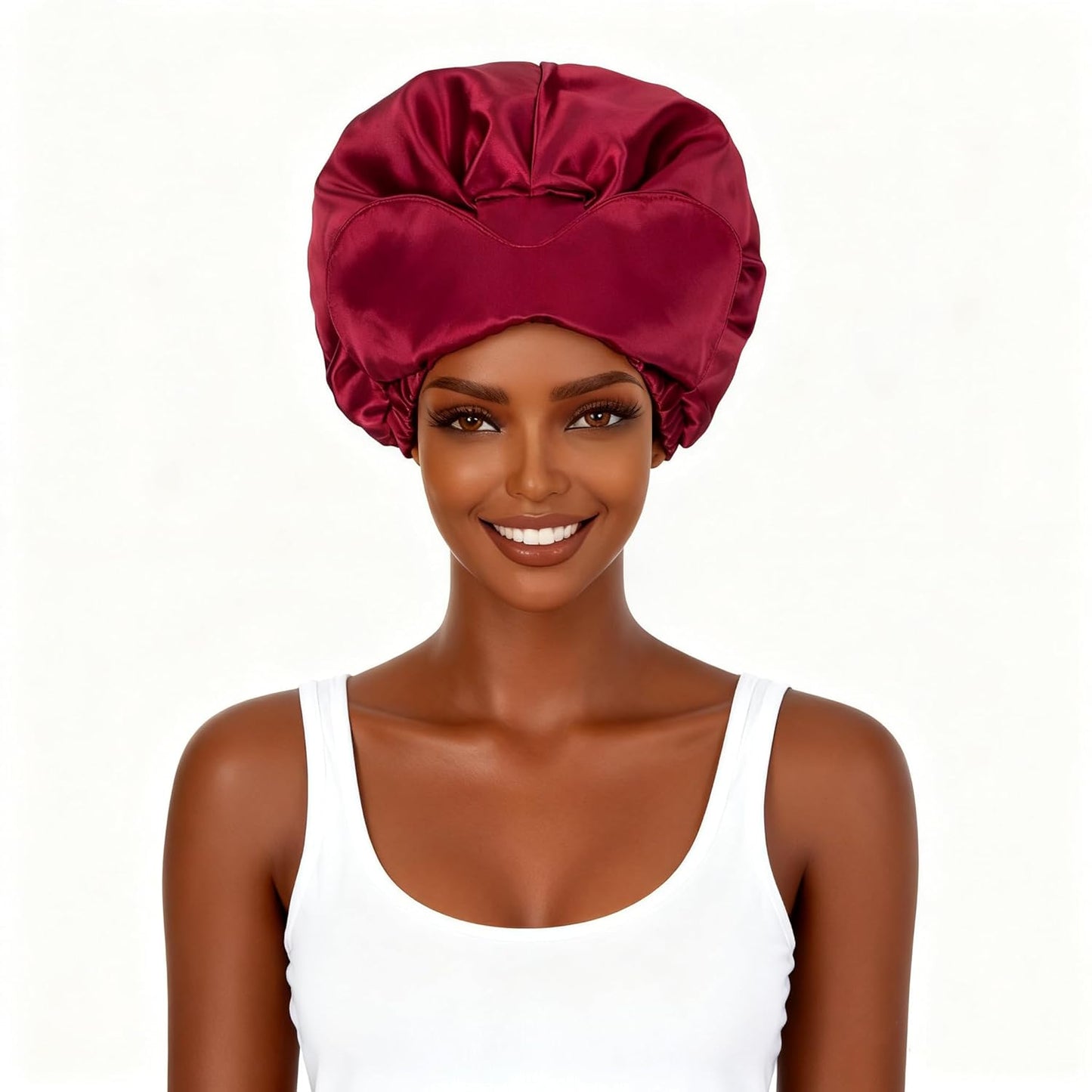 Red Satin Bonnet Silk Hair Bonnet For Sleeping Adjustable Double Layer Satin Silk Bonnet For for Natural & Curly Hair