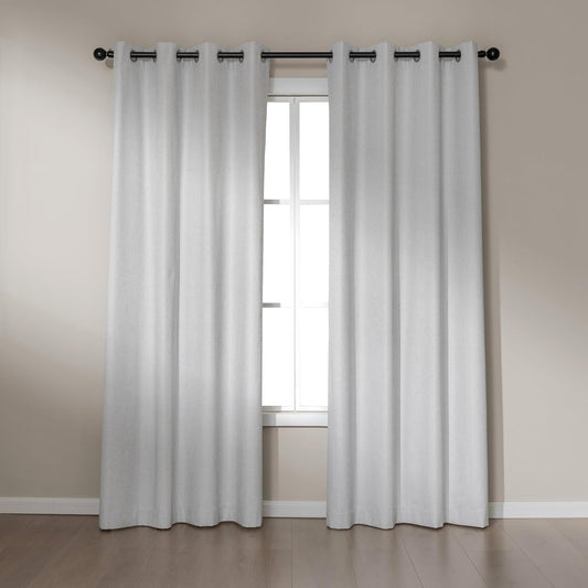 Amazon Basics Faux Linen Blackout Curtains for Bedroom and Living Room, 2-Piece Set with Grommets, 42" W x 84" L, White