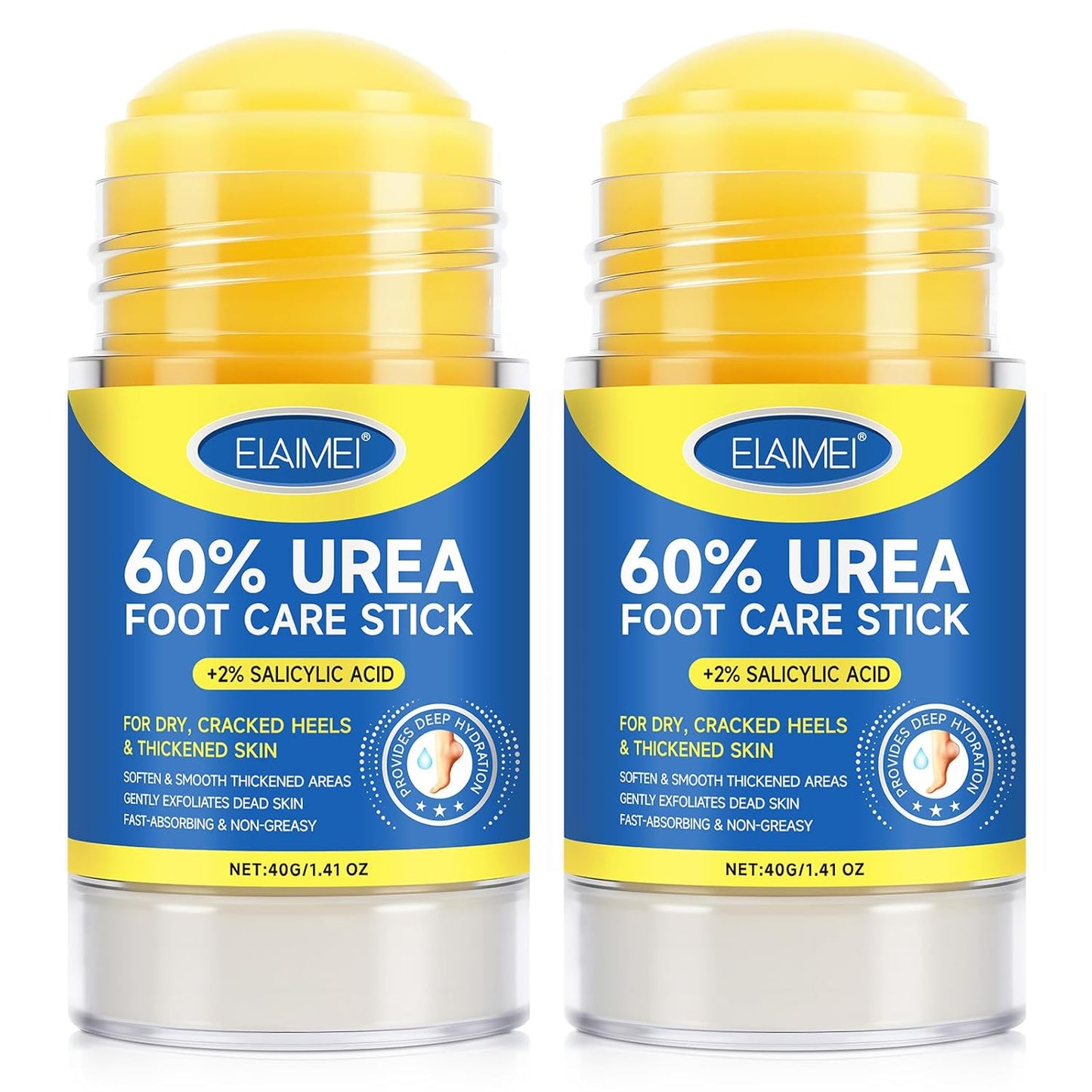 60% Urea Cream Stick with Salicylic Acid 2%, Urea Hydrating Foot Cream, Severe Cracked Heel Repair Restoring Balm, Foot Lotion Repairs and Hydrates Dry and Feet and Hand - 2 Packs
