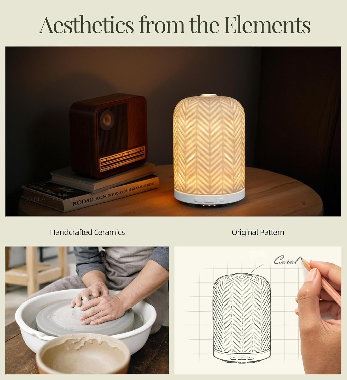Essential Oil Diffuser – 2.4MHz Ultrasonic Aromatherapy Diffuser, Health Night Light, Timer & Auto Shut-Off, BPA-Free, 120ml Ceramic Oil Diffuser for Bedroom, Office, Spa, Yoga