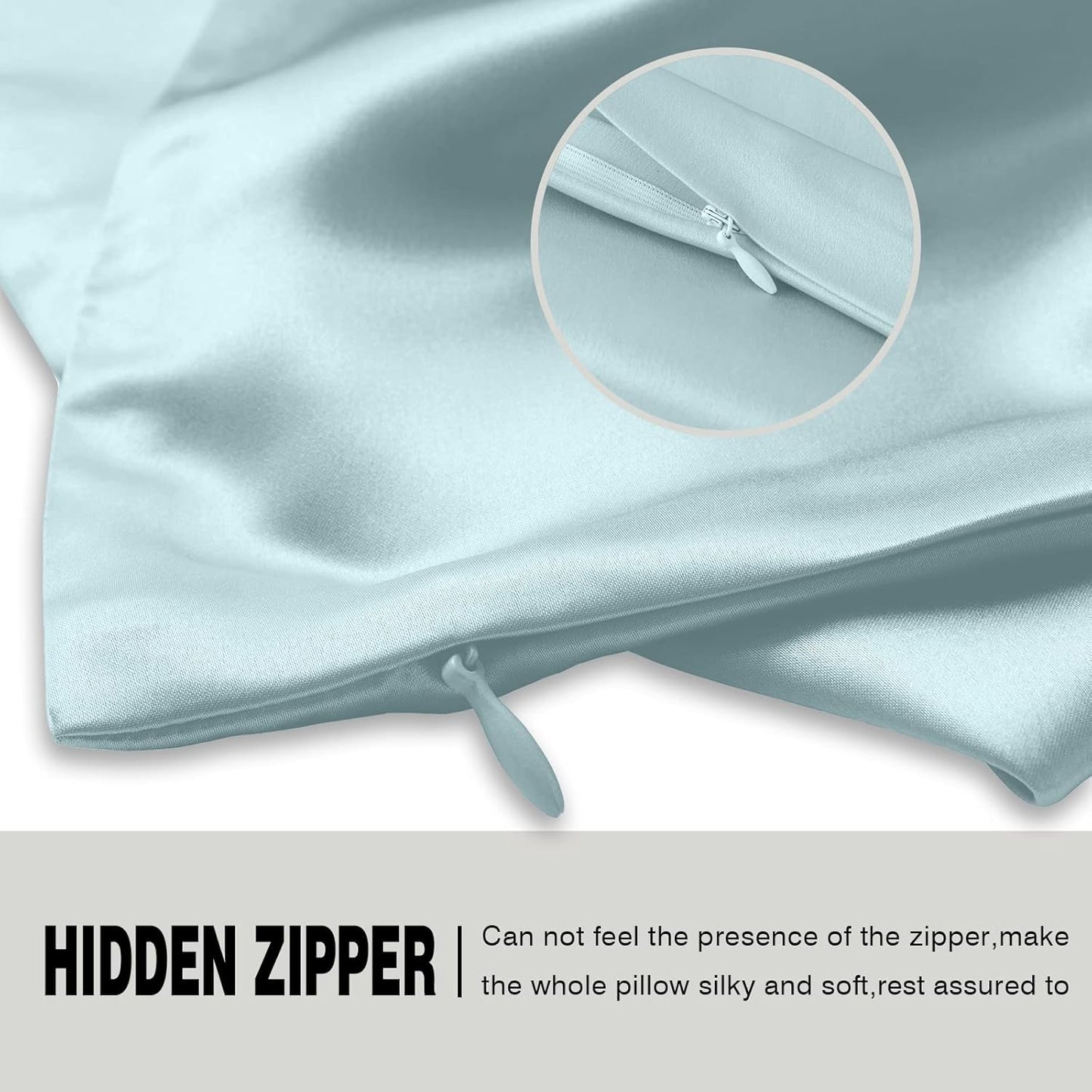 Silk Body Pillowcase Mulberry Silk Pillow Cases with Zipper Soft Breathable Smooth Cooling 20x54 inches Pillowcase for Sleep (Blue Haze,20"X 54",1Pcs)