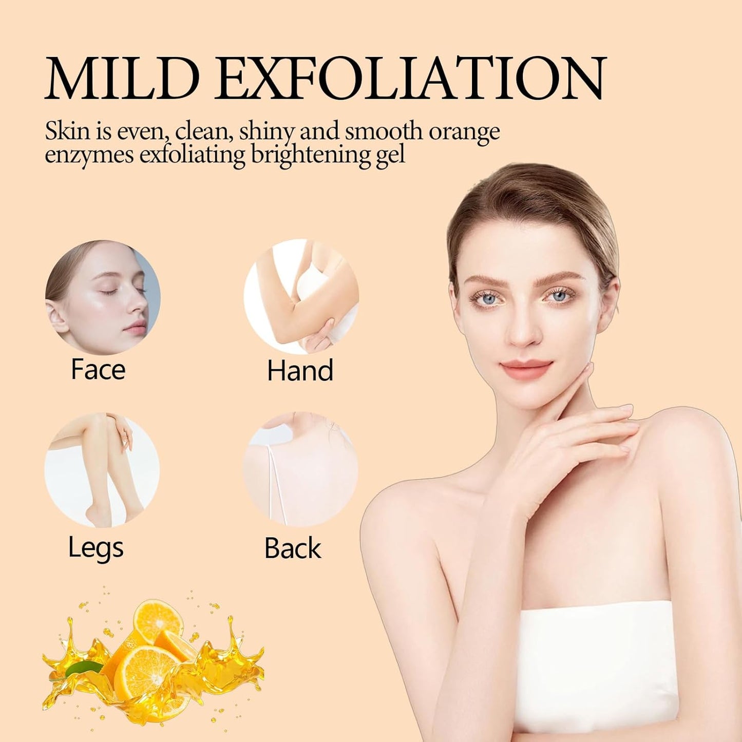 Veronia Orange Enzyme Exfoliating Gel, Moisturizer Face Body Scrub Gel, Deep Clean Pores, Remove Blackheads & Moisturize Skin, All Types Skin (1pcs)