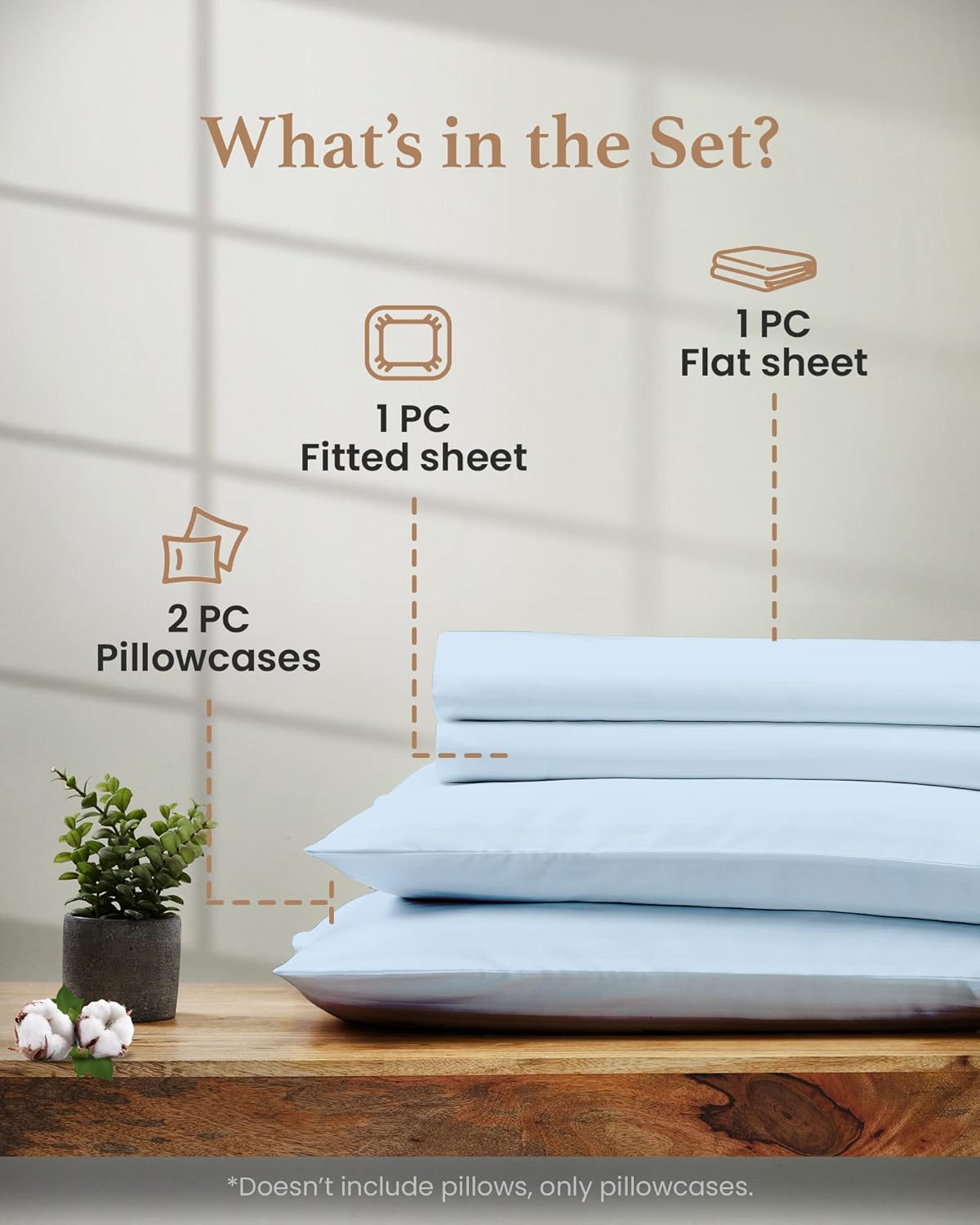 Good Sleep Bedding Full Size Bed Sheets - 100% Egyptian Cotton Sheets Full Size Bed, 4Pc, 1000 TC, Full Sheet Set, Luxury Sateen Weave, Soft, 16" Deep Pocket Full Size Sheets Set - Light Blue Sheets