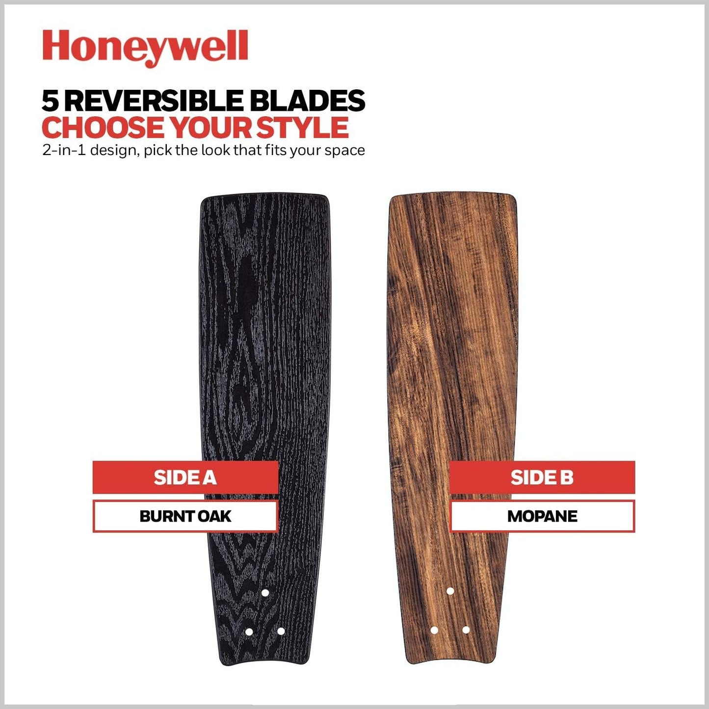 Honeywell Ceiling Fans Carnegie Industrial 52 Inch Ceiling Fan with Light, Remote Control Fan, LED Indoor Fan with 5 Blades, Black Oak and Brown Mopane Blade Finish Options, Copper (51459-01)