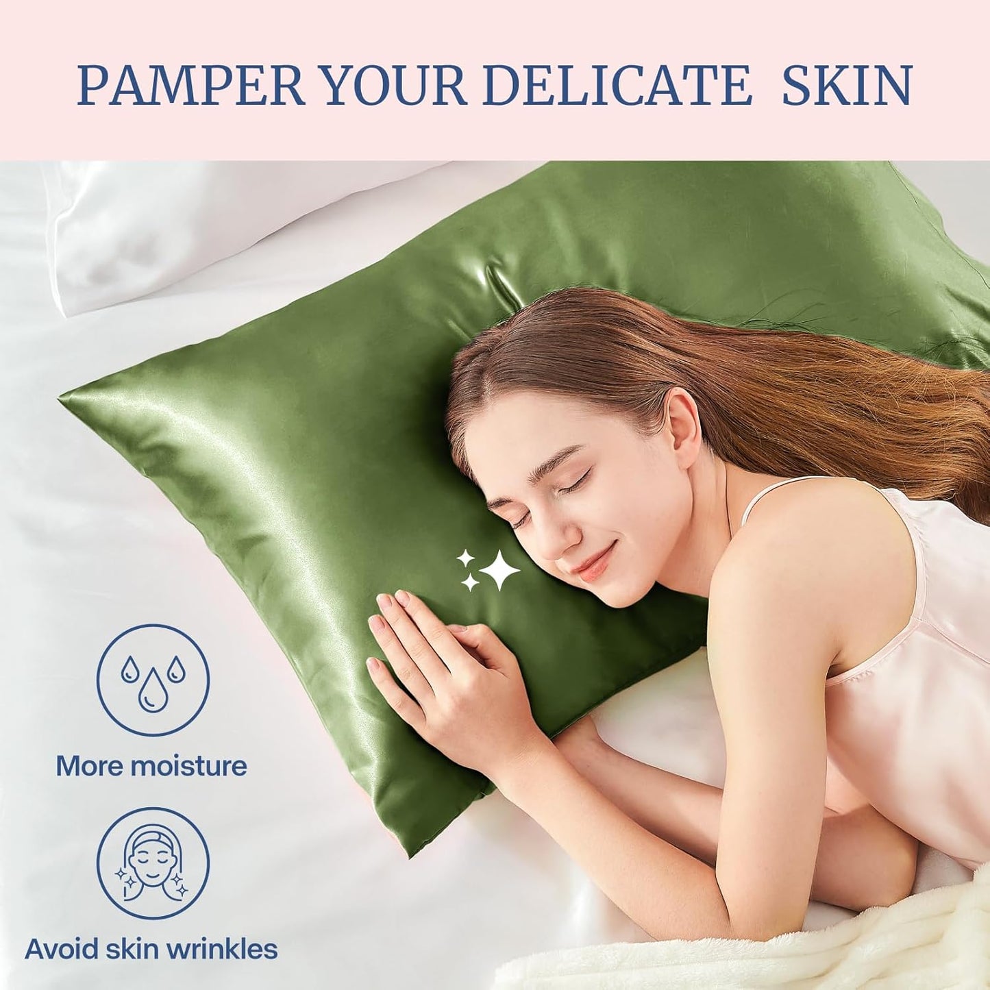 BEDELITE Satin Pillowcase for Hair and Skin, Super Soft Similar to Silk Pillow Cases 4 Pack with Envelope Closure, Cooling Pillowcases for Women Men (20"x40" King Size, Cedar Green)