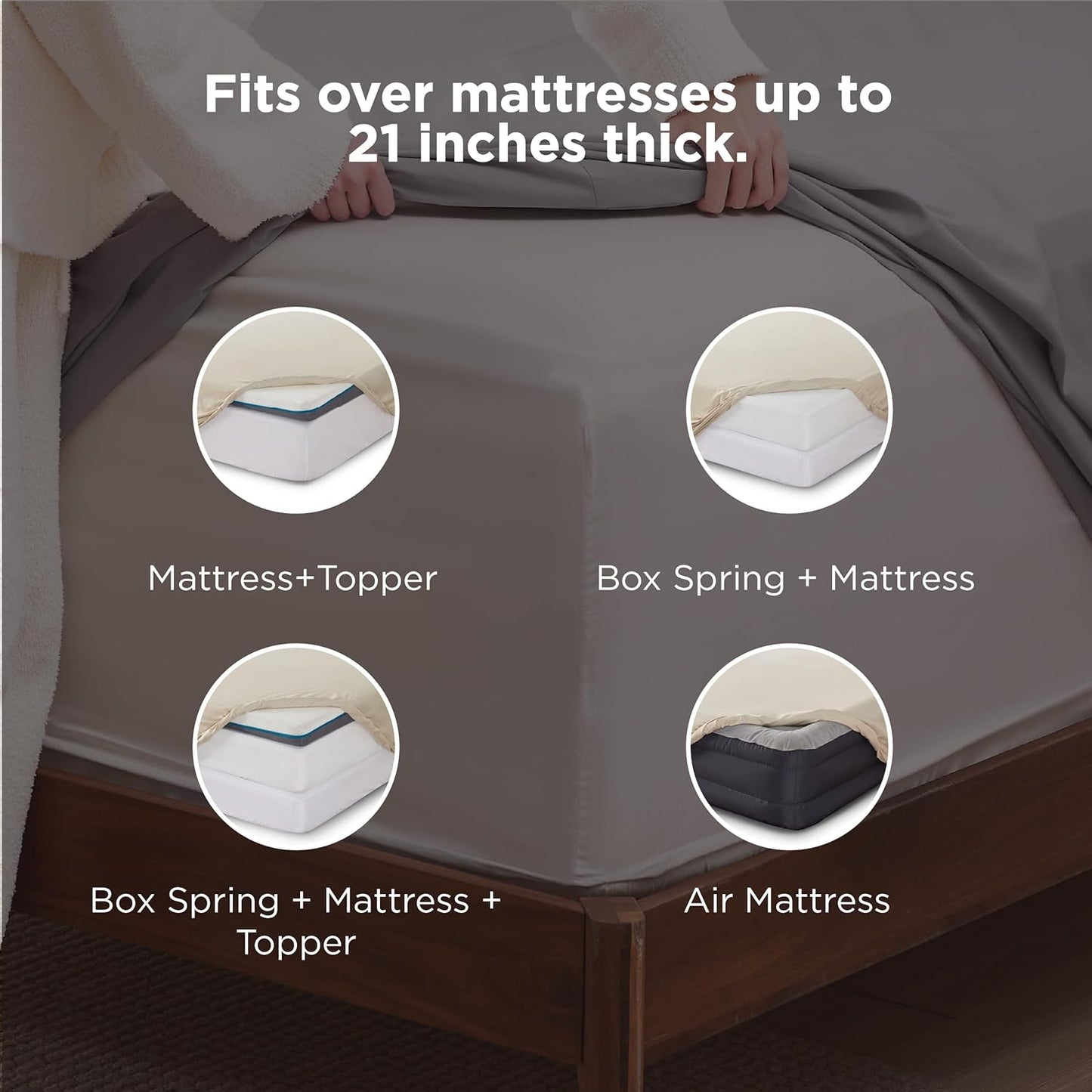 Bedsure Twin XL Sheets Dorm Bedding, GentleSoft Breathable Extra Long Twin Sheets & Pillowcases, Moisture Wicking Cooling, Deep Pocket Fits Mattress Up to 21 Inches Thick, Beige