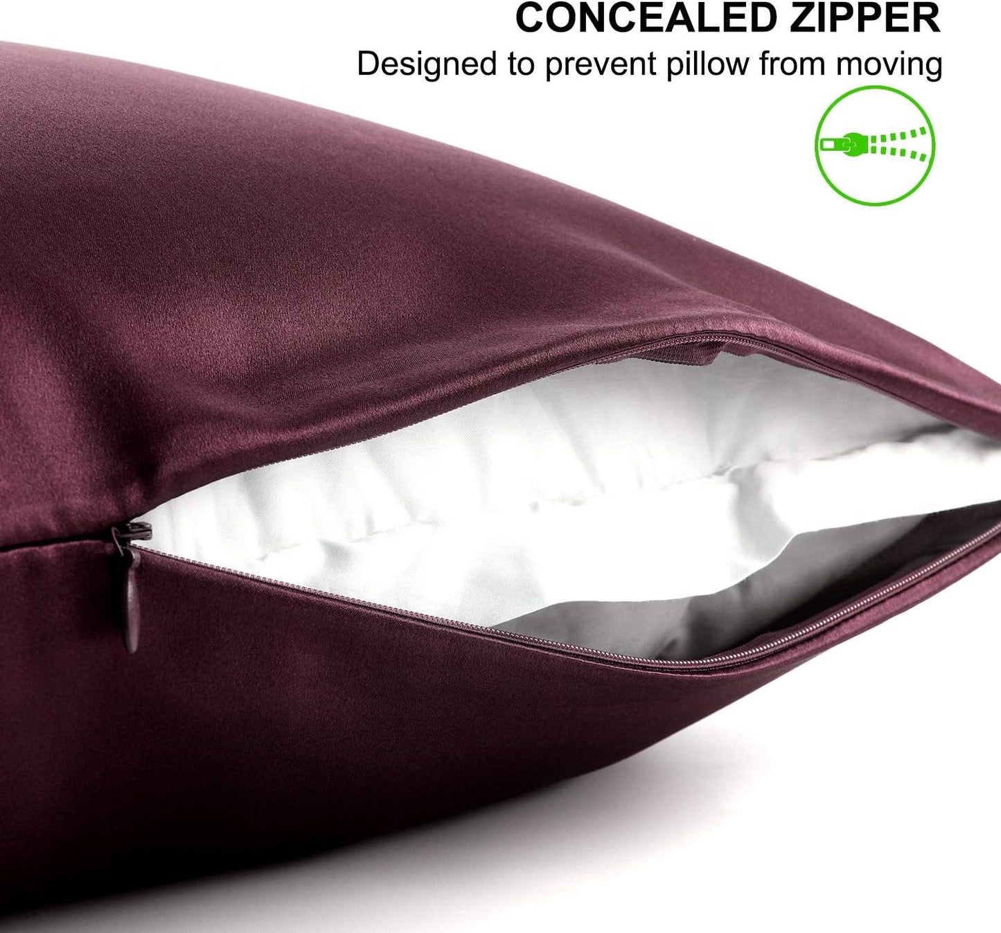 Queen Silk Pillowcase and Random Color Silk Scrunchie Gift Set ALASKA BEAR Hypoallergenic Pillow Cases for Acne Prolong Hairstyles, Eyelashes & Extensions (1pc, Red Burgundy)