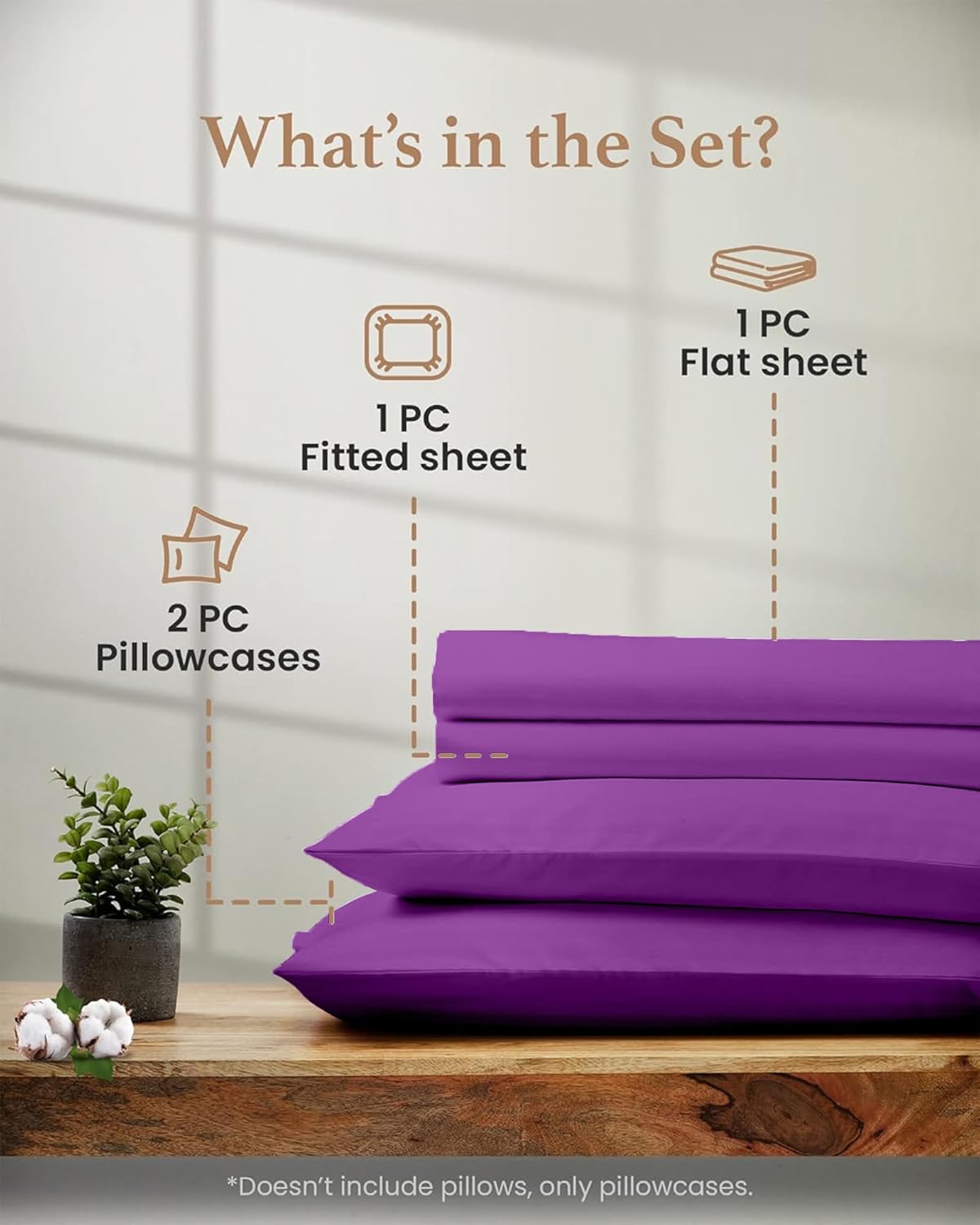 Good Sleep Bedding Full Size Sheets - 100% Egyptian Cotton Sheets Full Size, 4 Pc, Sateen Weave, Hotel Full Size Sheet Sets, Soft, Full Bed Sheets Deep Pocket Fits Upto 16" - Purple