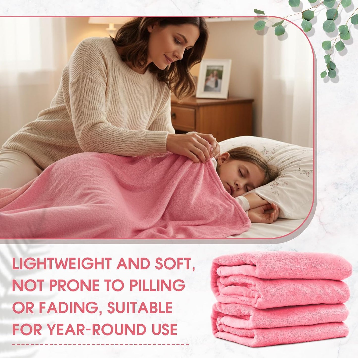 18 Pieces Fleece Blankets Bulk for Wedding 50 x 60 Inch Soft Lightweight Flannel Throw Blankets Bulk for Wedding Guests Home Outdoor Couch Sofa Bed Gifts(Pink)