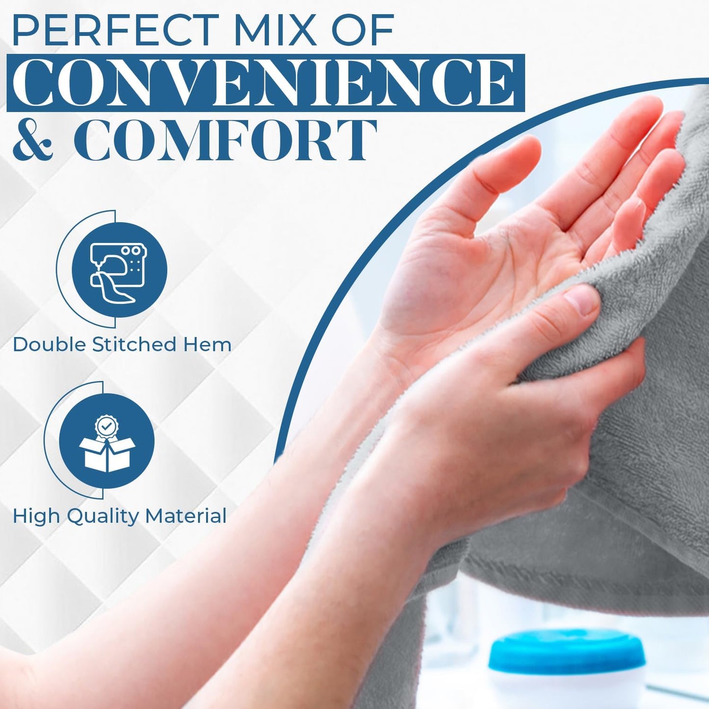 DAN RIVER 6-Pack Premium Hand Towels (16x28 Inches) - 100% Cotton, Ultra Soft, Lightweight, Highly Absorbent Towels for Bathroom, Spa, Gym, Salon, Hotel, and Travel - 550 GSM - Silver