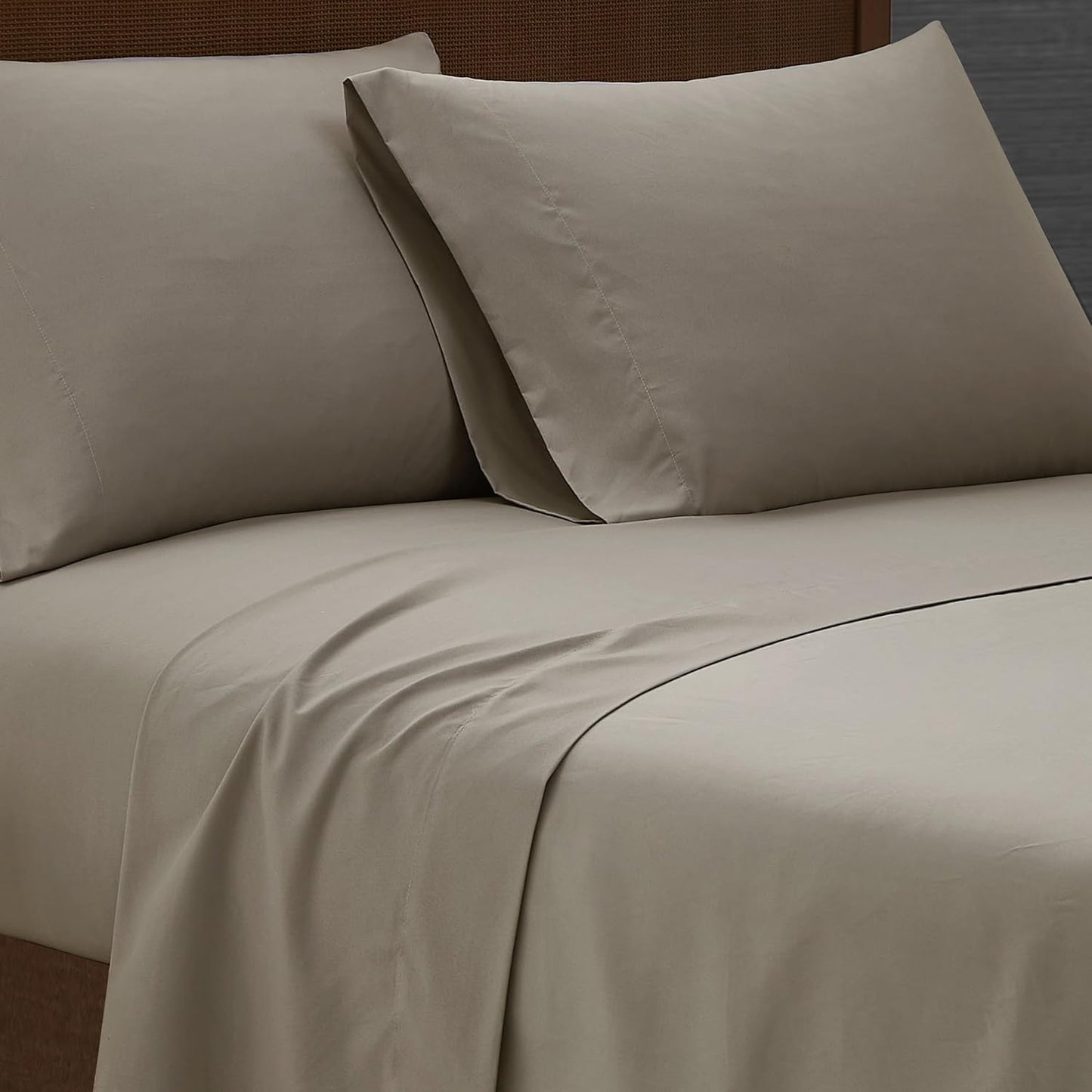London Fog Garment Wash Solid Khaki King 6 Piece Sheet Set