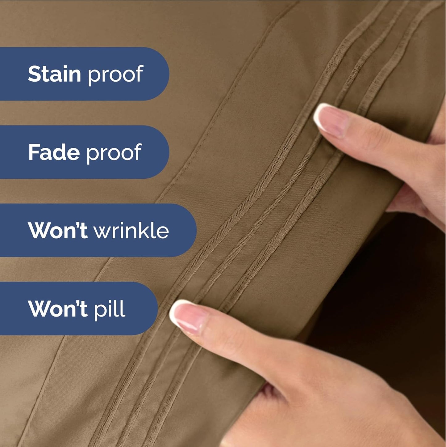 Full Size 4 Piece Sheet Set - Extra Soft, Breathable & Cooling - Hotel Luxury Durable Bed Sheets for Women & Men - Deep Pockets, Easy-Fit & Wrinkle-Free - Neutral Brown Oeko-Tex