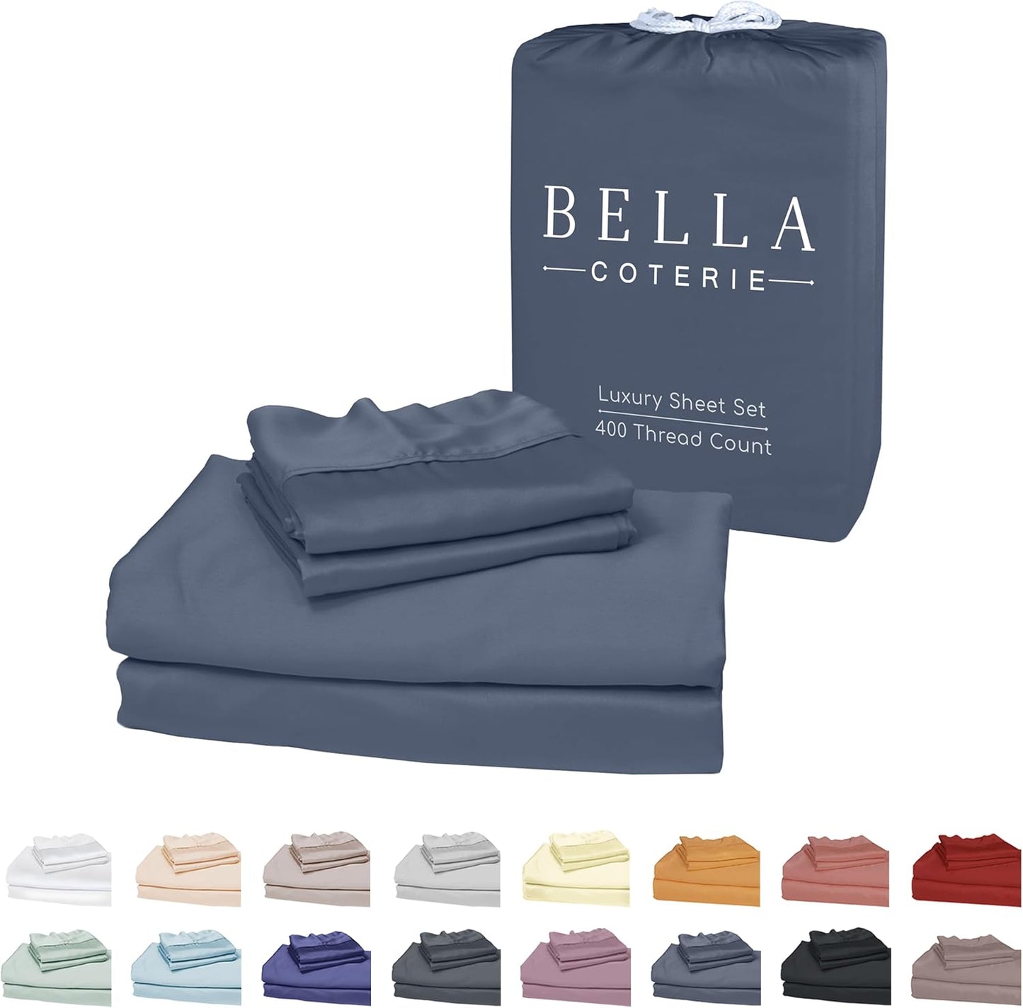 Bella Coterie Luxury Bamboo Viscose 34” Split Top King Size Sheet Set | 1 Fitted Sheet for Sleep Number & Adjustable Beds | 100% Organically Grown | Cooling & Soft | 18” Deep Pocket [Slate Blue]