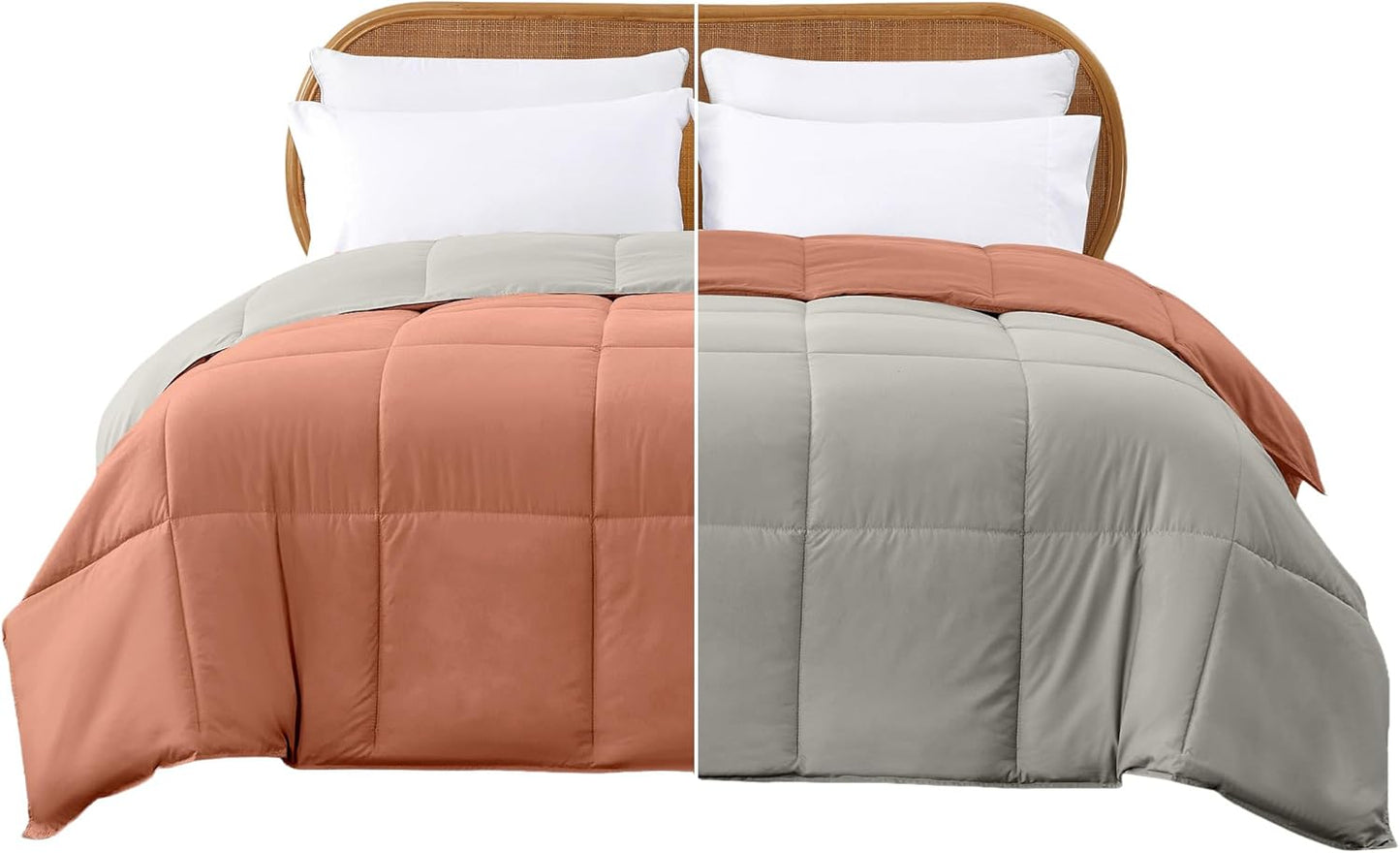Modern Threads Down Alternative Reversible Comforter Orange Rust/Beige King