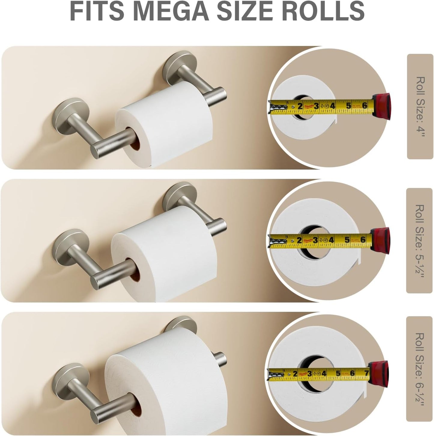 Toilet Paper Holder Wall Mount, Brushed Nickel Double Post Pivoting Toilet Paper Roll Holder for Bathroom, Commercial Toilet Tissue Dispensers, Stainless Steel
