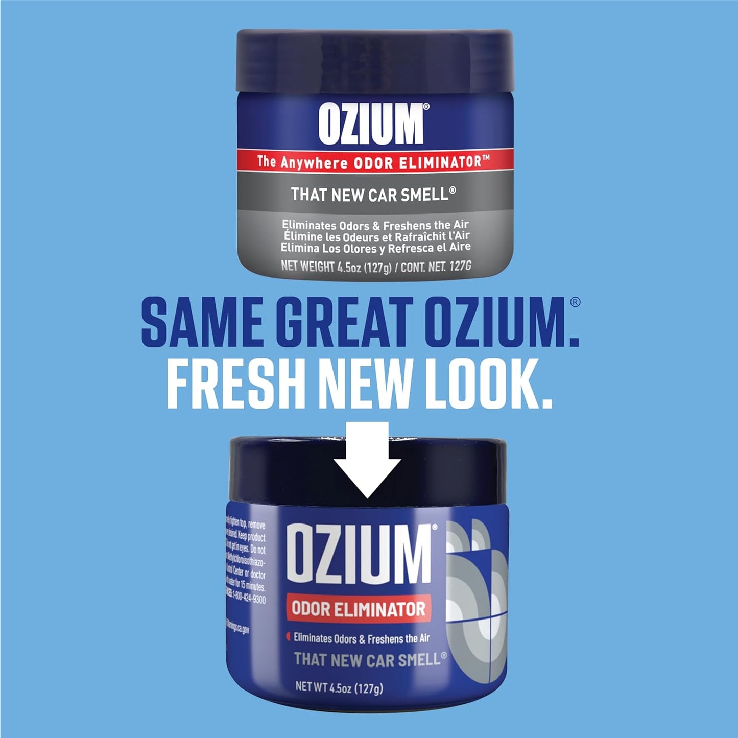 Ozium 4.5 Ounce Odor Eliminating Gel for Homes, Cars, Offices and More, New Car Smell (Pack of 24)