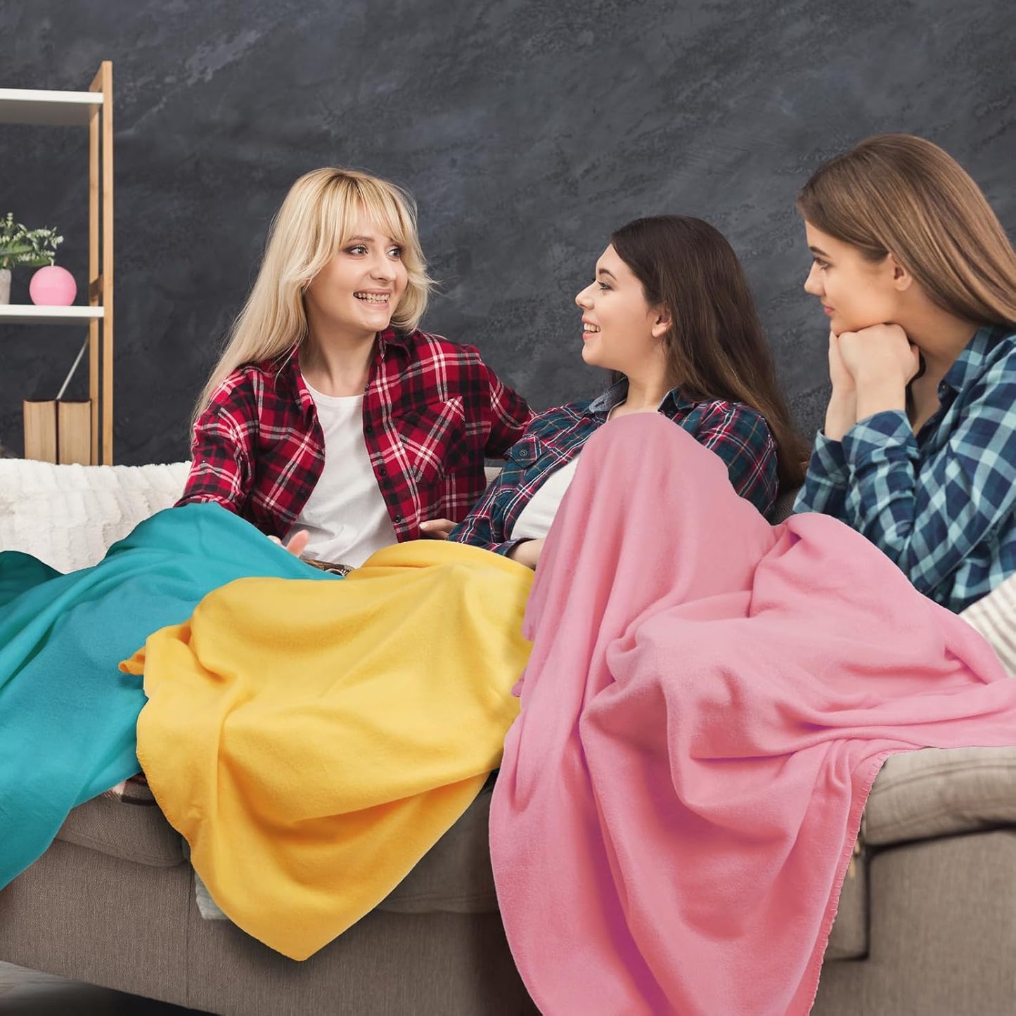 24 Packs Fleece Throw Blanket Soft Warm Lightweight Fleece Blanket Cozy Throw Bulk for Bed Couch Sofa Home Office Wedding Gifts Suitable for Seasons, 50 x 60 Inches(Fresh Color)