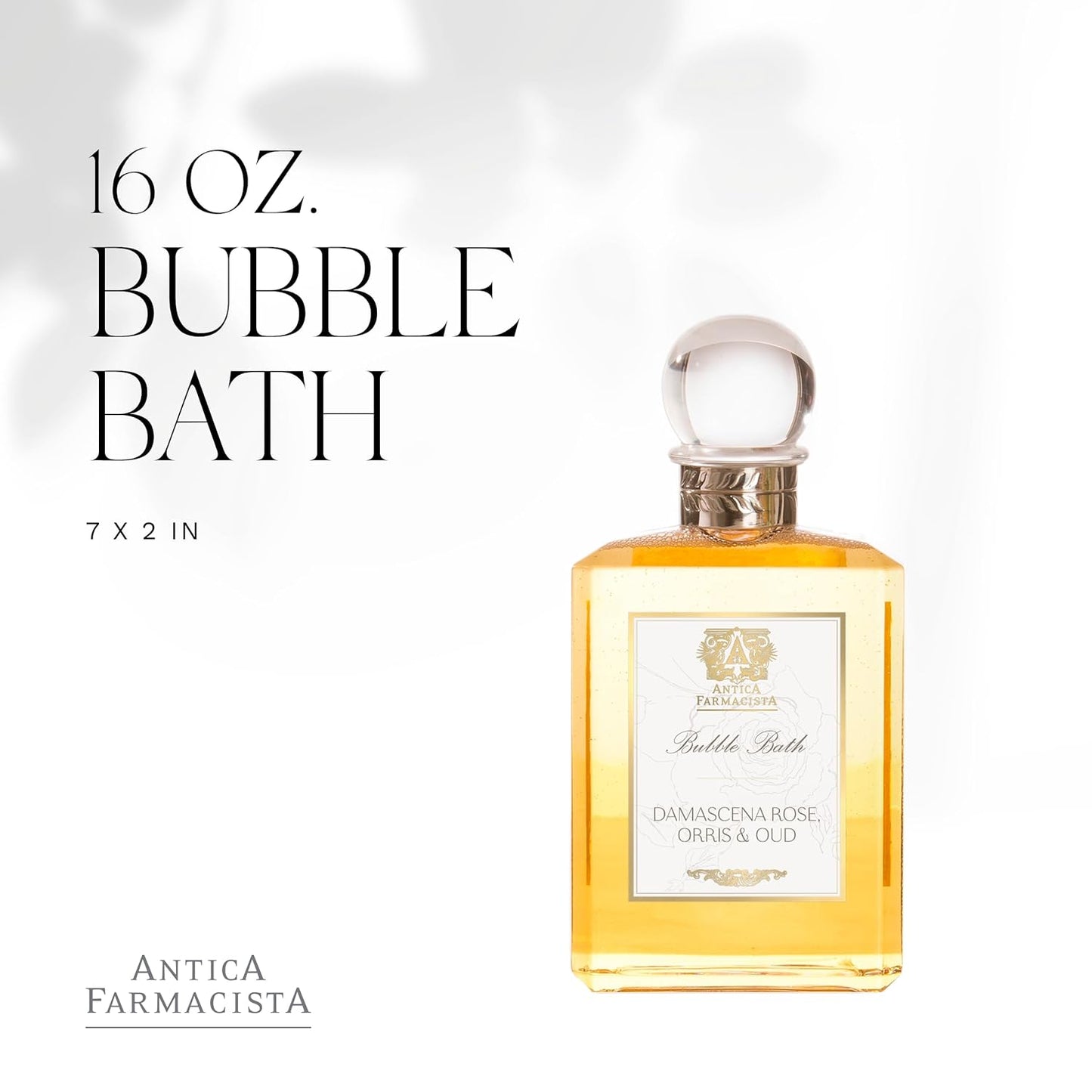 Antica Farmacista Bubble Bath - Relaxing Foam Bath with Honey, Jojoba Oil & Aloe Vera - Luxury Gift for Any Occasion - Damascena Rose, Orris & Oud, 16 fl oz