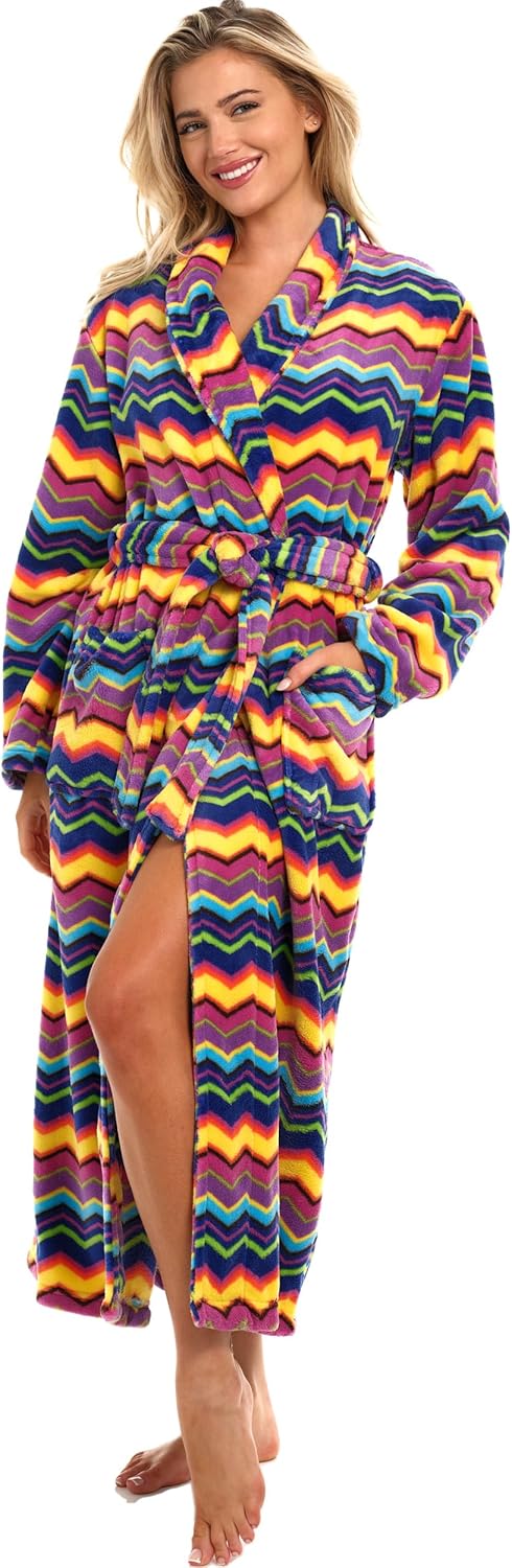 Alexander Del Rossa Plush Robe for Women, Long Fleece Winter Bath Robe, Plus Size
