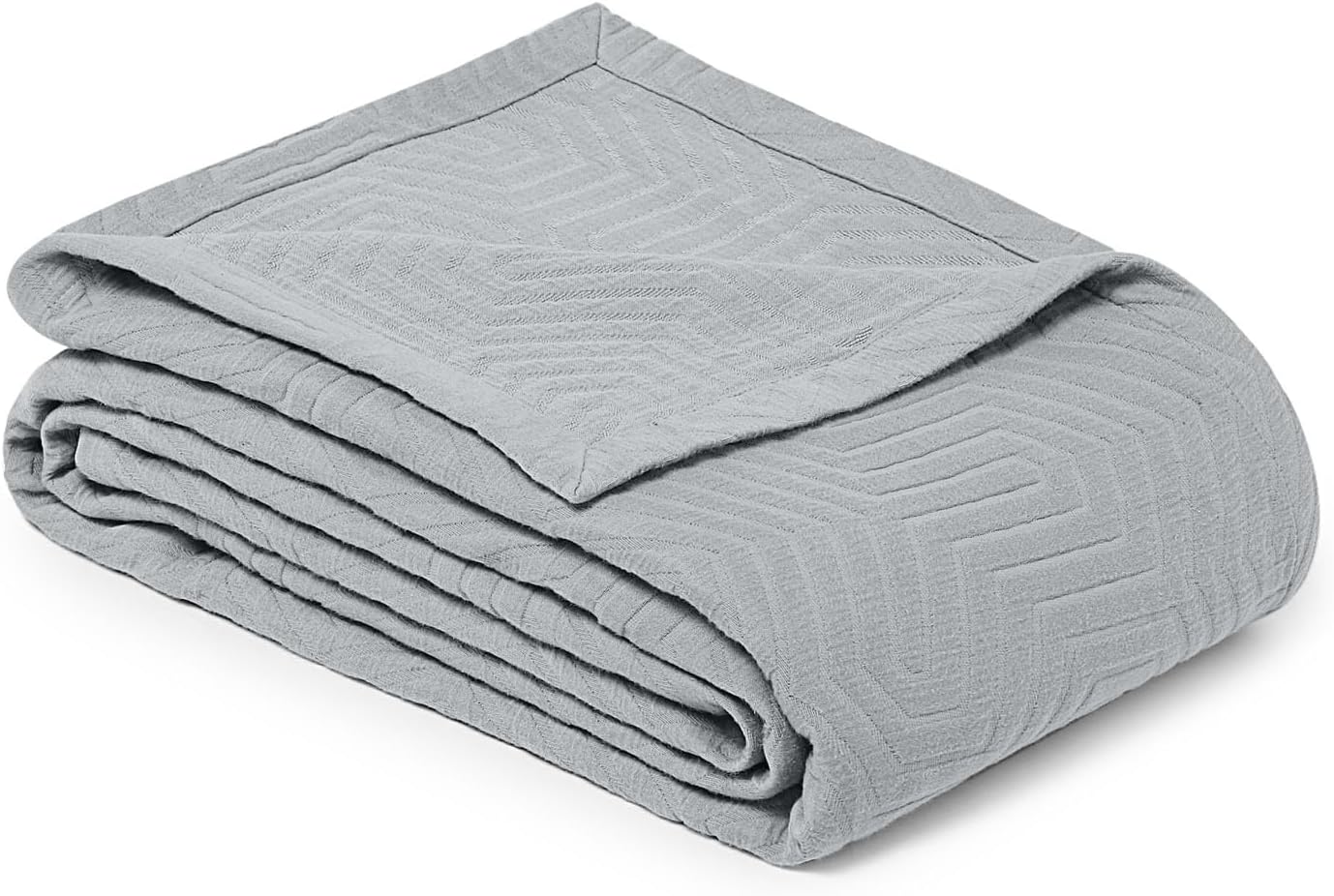 Threadmill Luxury Cotton Blankets for Queen Size Bed | All-Season 100% Cotton Queen Size Blanket | Aster Jacquard Cozy Lightweight, Soft Breathable Coverlet fits Full Size Bed, 90x92 | Scottish Grey