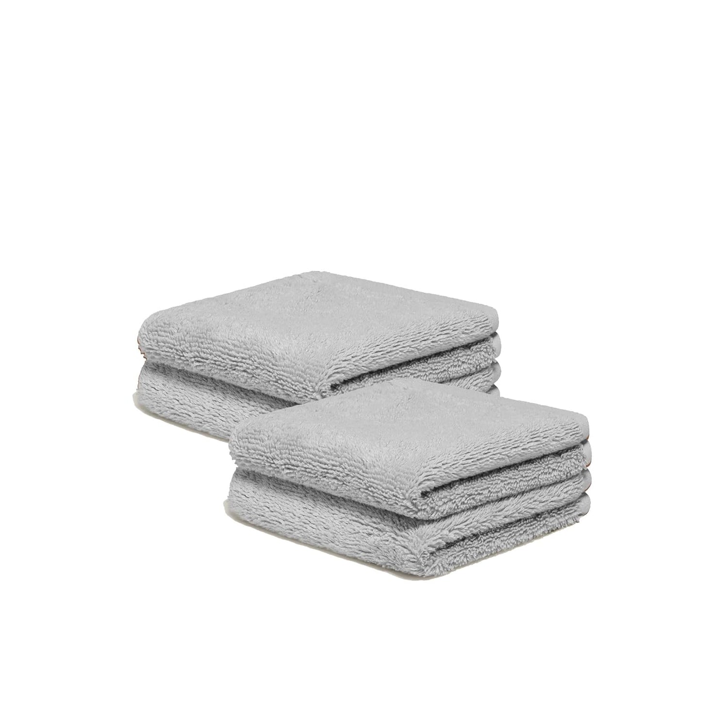 Italic Serene Ultraplush Cotton Washcloth Towel Set, 4 Soft & Absorbent Face Towels, Light Gray, 800GSM, 100% Cotton, Heavy Duty, Resort Grade Towels (Light Gray)