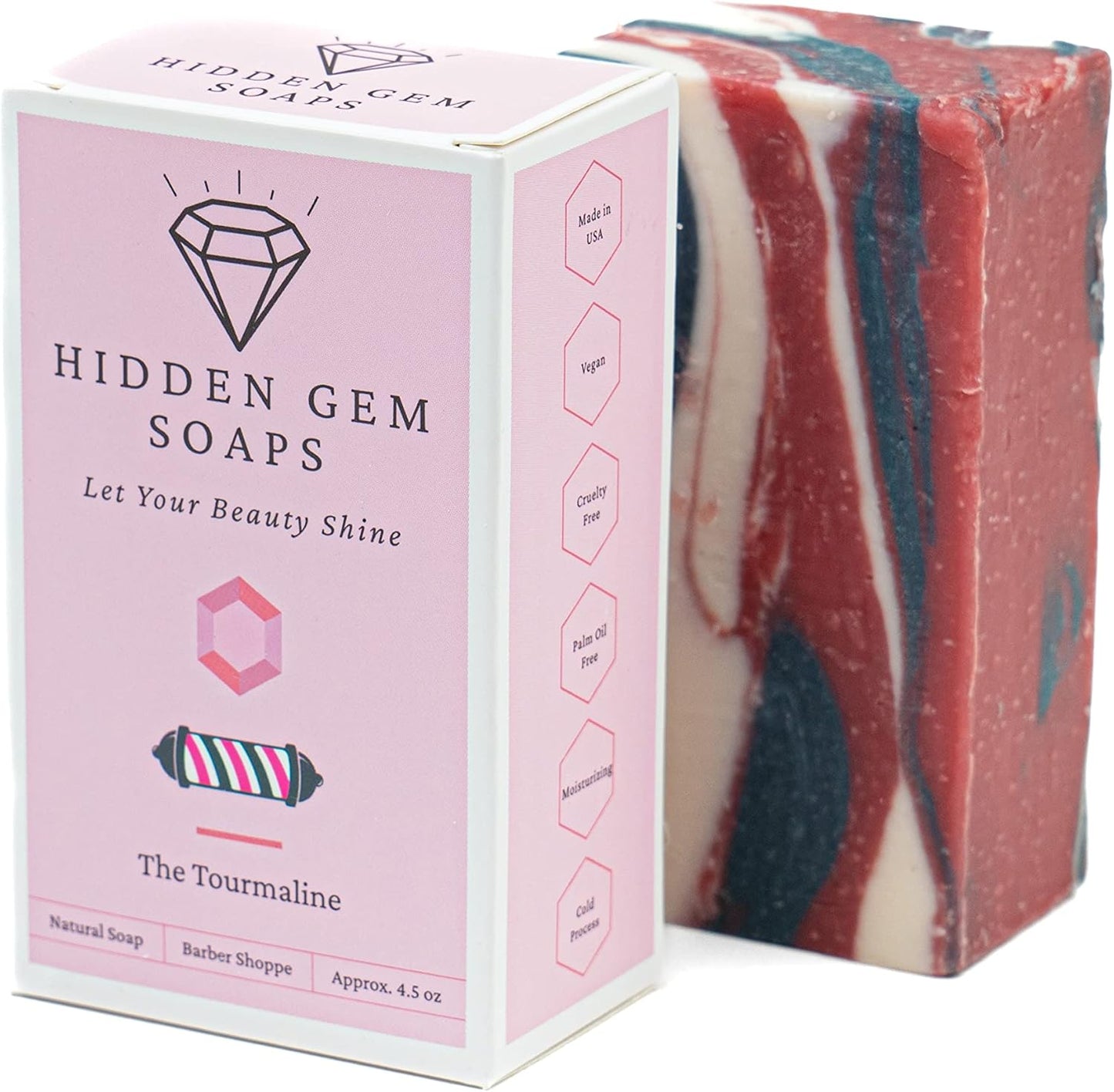 October Birthstone Tourmaline 3 Piece Gift Set All Natural Bar Soap, Bath Bomb, Shower Steamer Made in USA Palm Oil Free