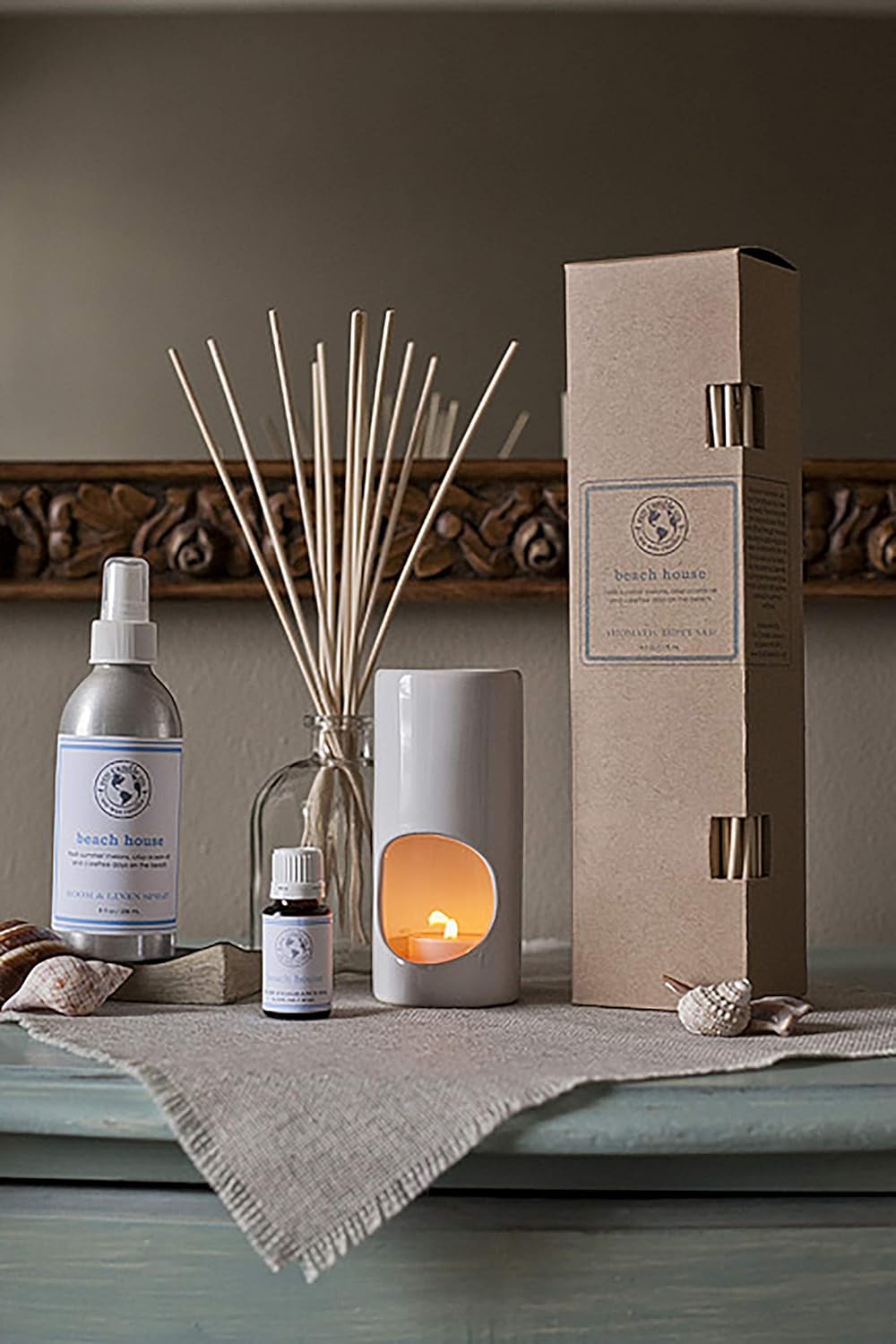 ECO CANDLE CO. Room & Linen Spray, Verbena Basil, 8 oz. - Scents Of Lemons, Verbena, Basil, & Cedar - Recycled Aluminum Bottle, No Propellents, Pump Top, All Natural Ingredients