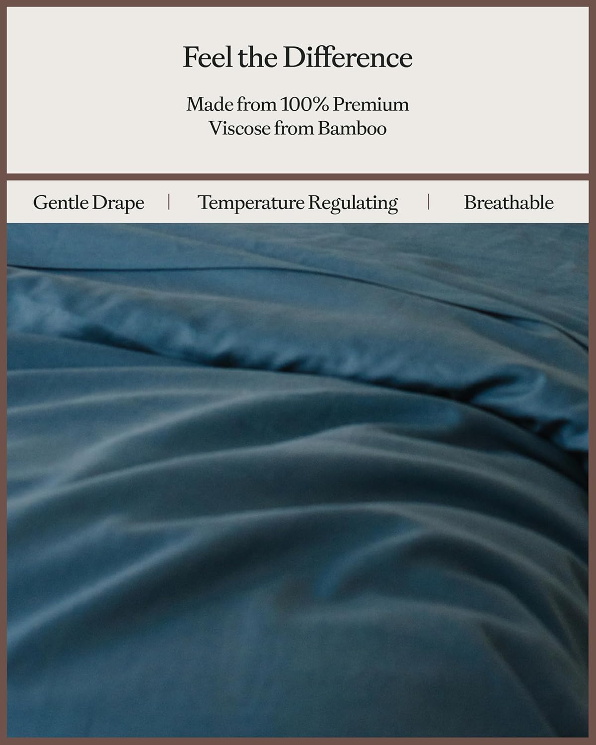Cozy Earth Luxury Duvet Cover King - 100% Viscose from Bamboo - Ultra-Soft, Cooling & Lightweight Duvet Cover - Temperature-Regulating Bedding - Concealed Zip & Interior Snap Closures - Pacific Blue
