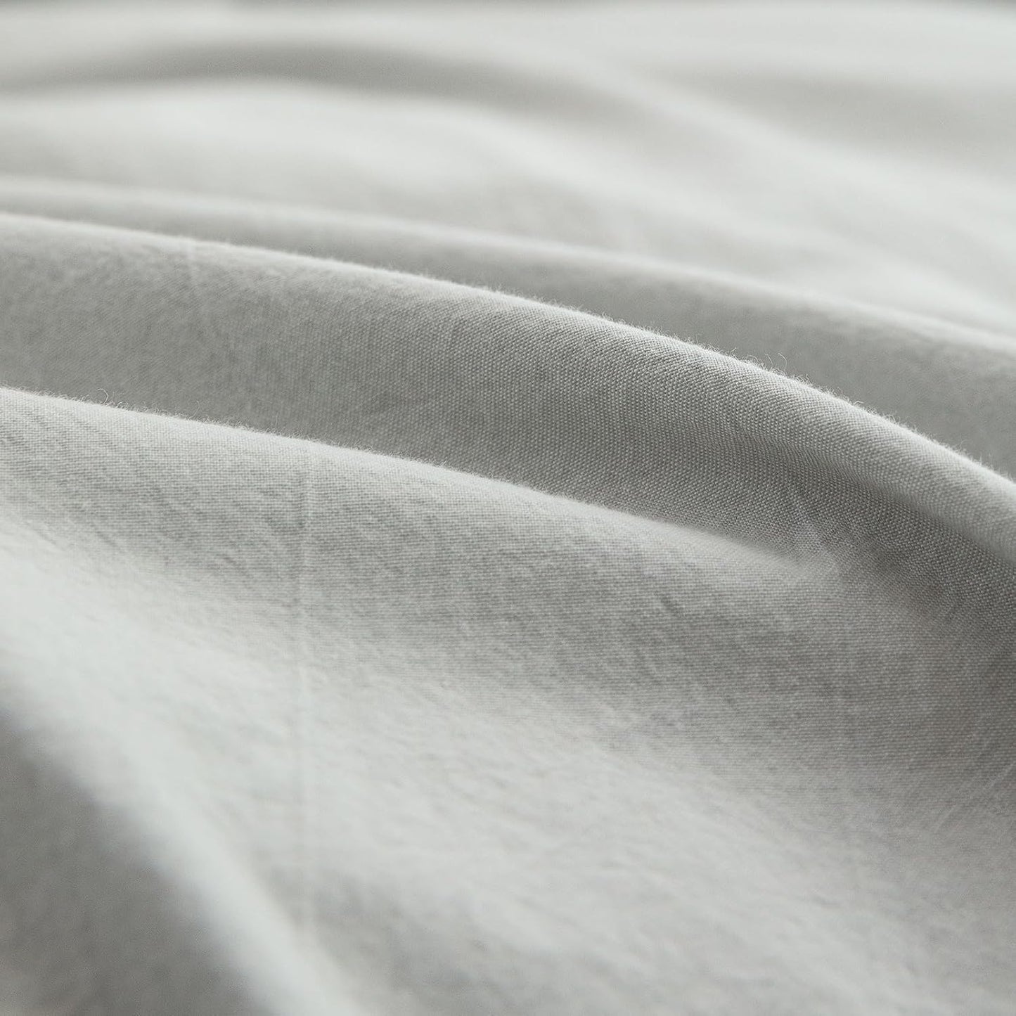 BESTOUCH Duvet Cover Set 100% Washed Cotton Linen Feel Super Soft Comfortable Chic Lightweight 3 PCs Home Bedding Set Solid Northern Droplet Grey Super King