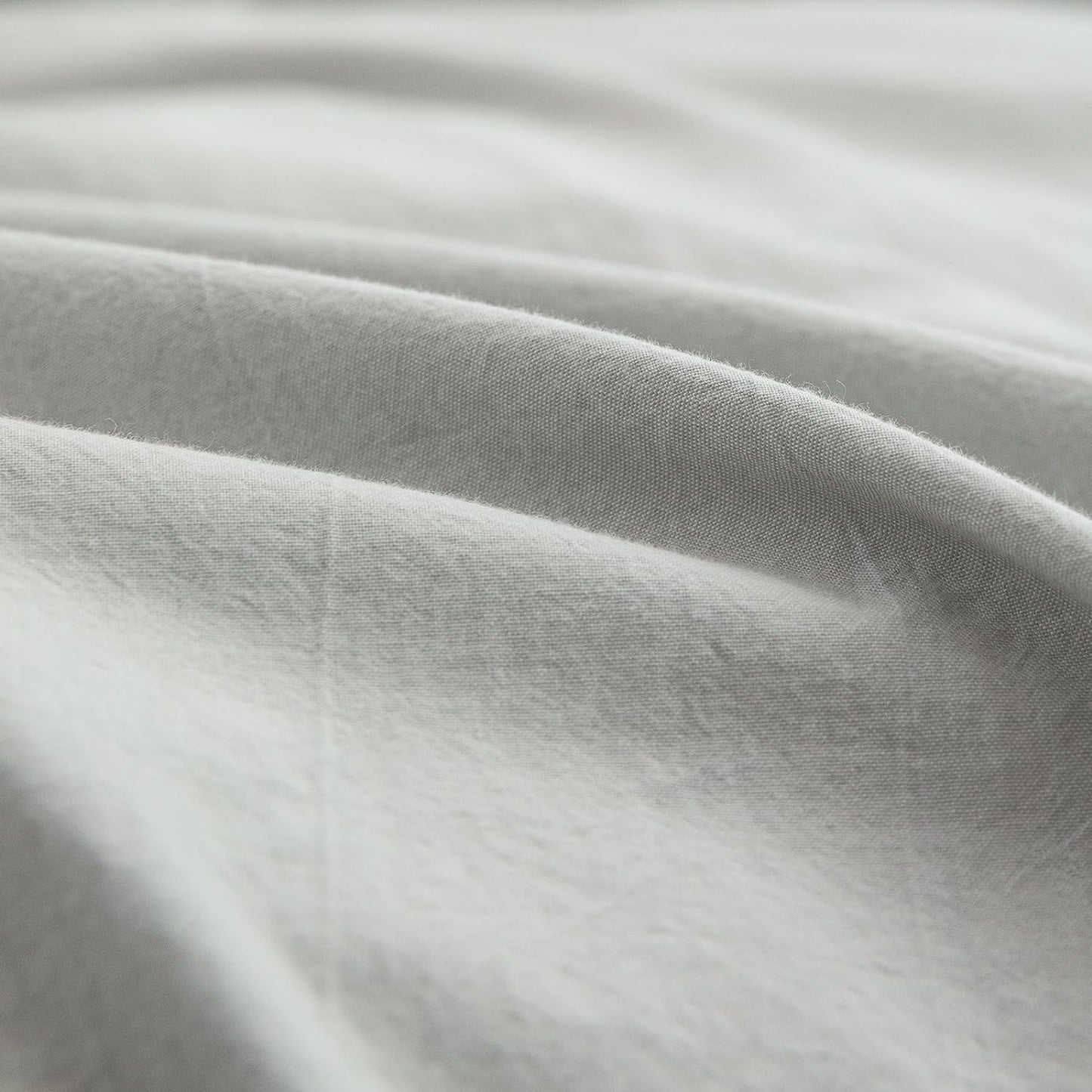 BESTOUCH Duvet Cover Set 100% Washed Cotton Linen Feel Super Soft Comfortable Chic Lightweight 2 PCs Home Bedding Set Solid Northern Droplet Grey Twin/Twin XL