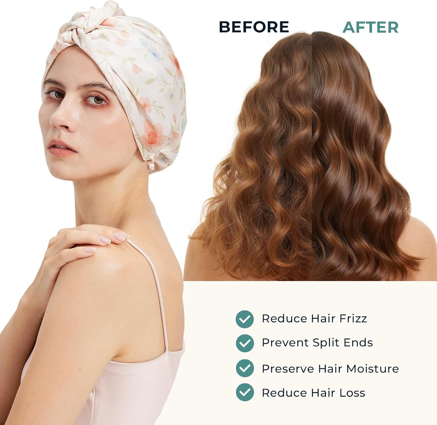 100% Mulberry Silk Bonnet, Double-Layered Hair Bonnet for Sleeping Women, Pure Silk Turban, Night Sleep Hair Wrap