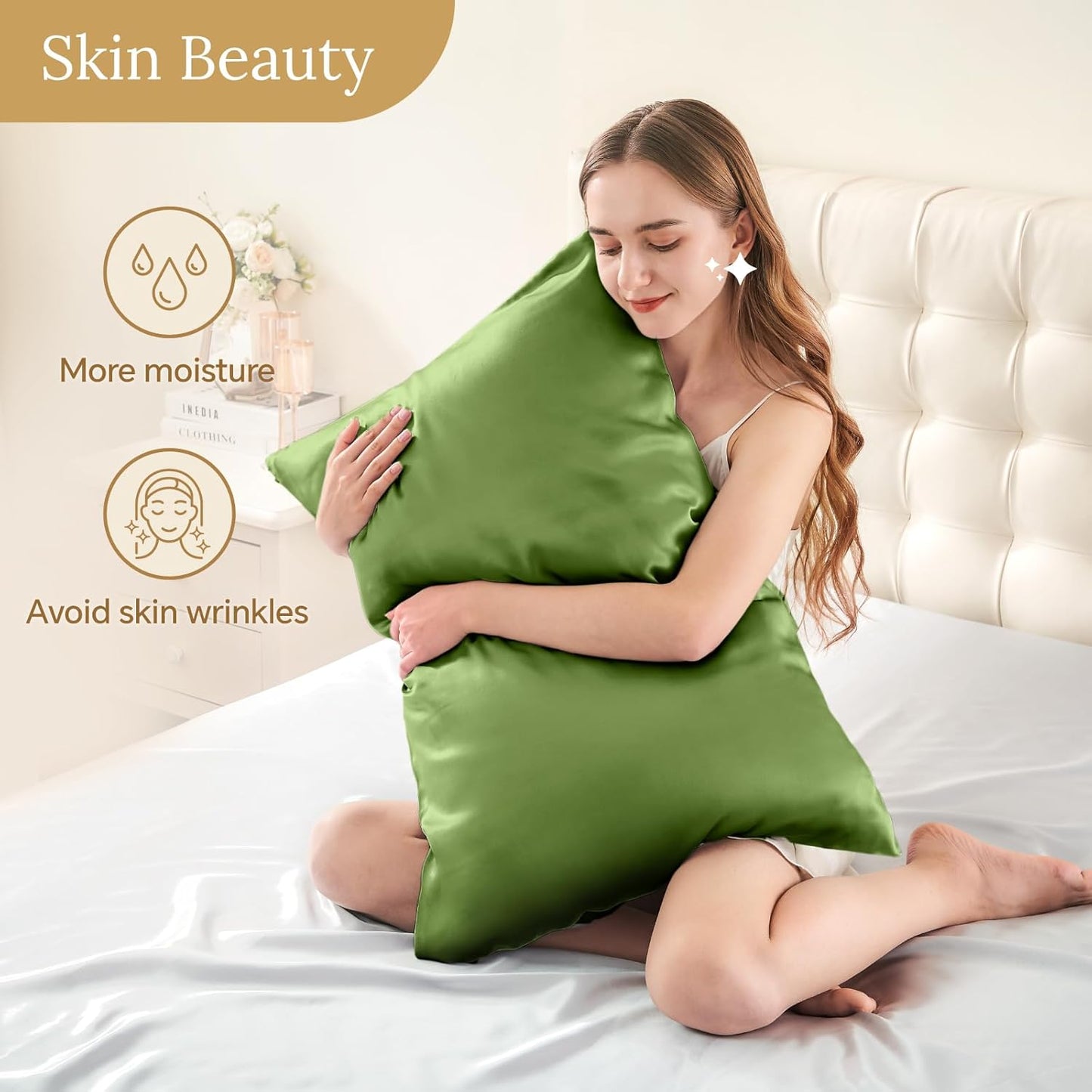 INFIIXSO Mulberry Silk Pillowcase for Hair and Skin, Silk Pillow Cases Standard Size with Hidden Zipper 20x26 Inches, Ultra Smooth and Soft Cooling Pillow Cases for Hot Sleepers(Cedar Green, 1 Pack)